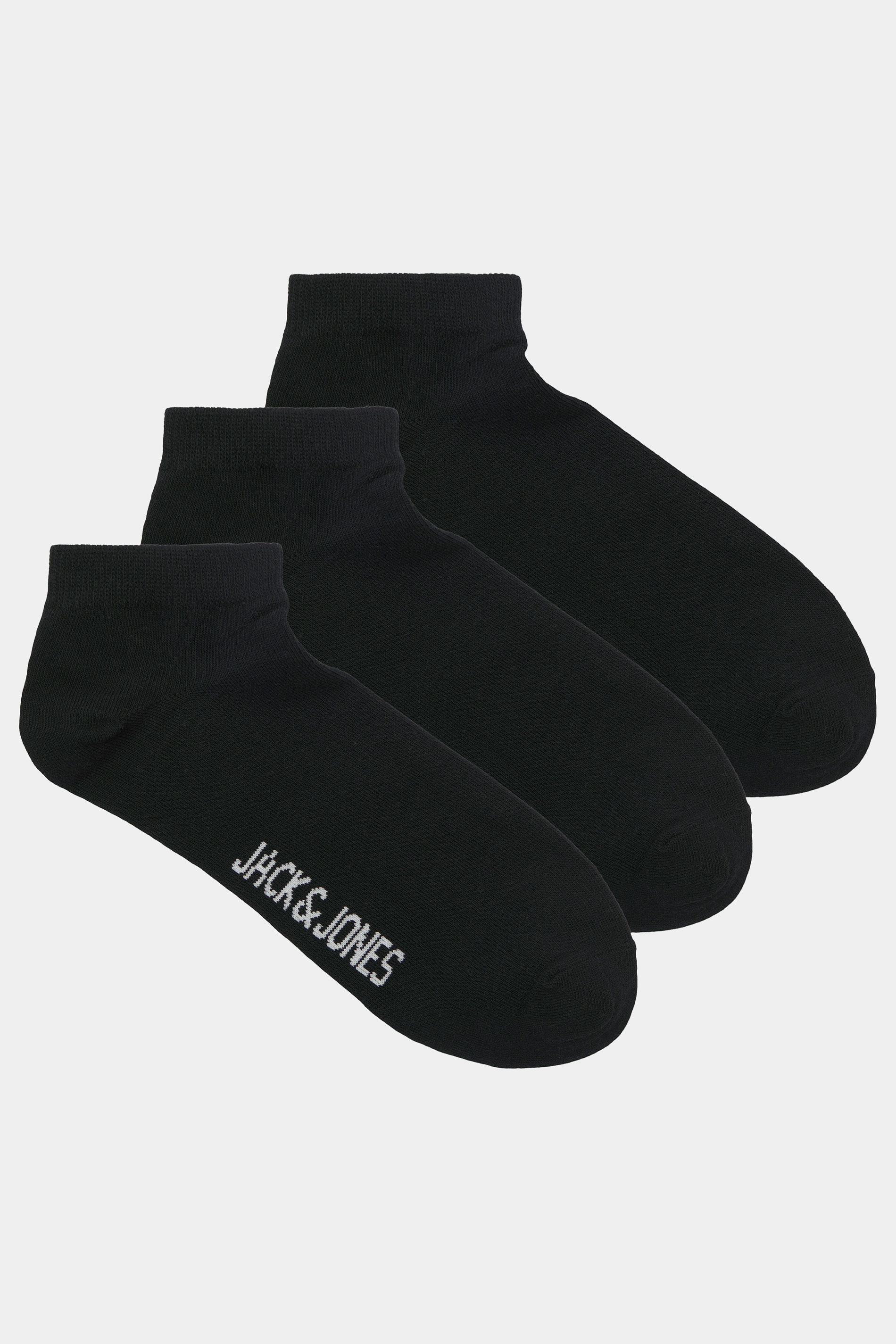 JACK & JONES 3 Pack Black Trainer Socks | BadRhino 3