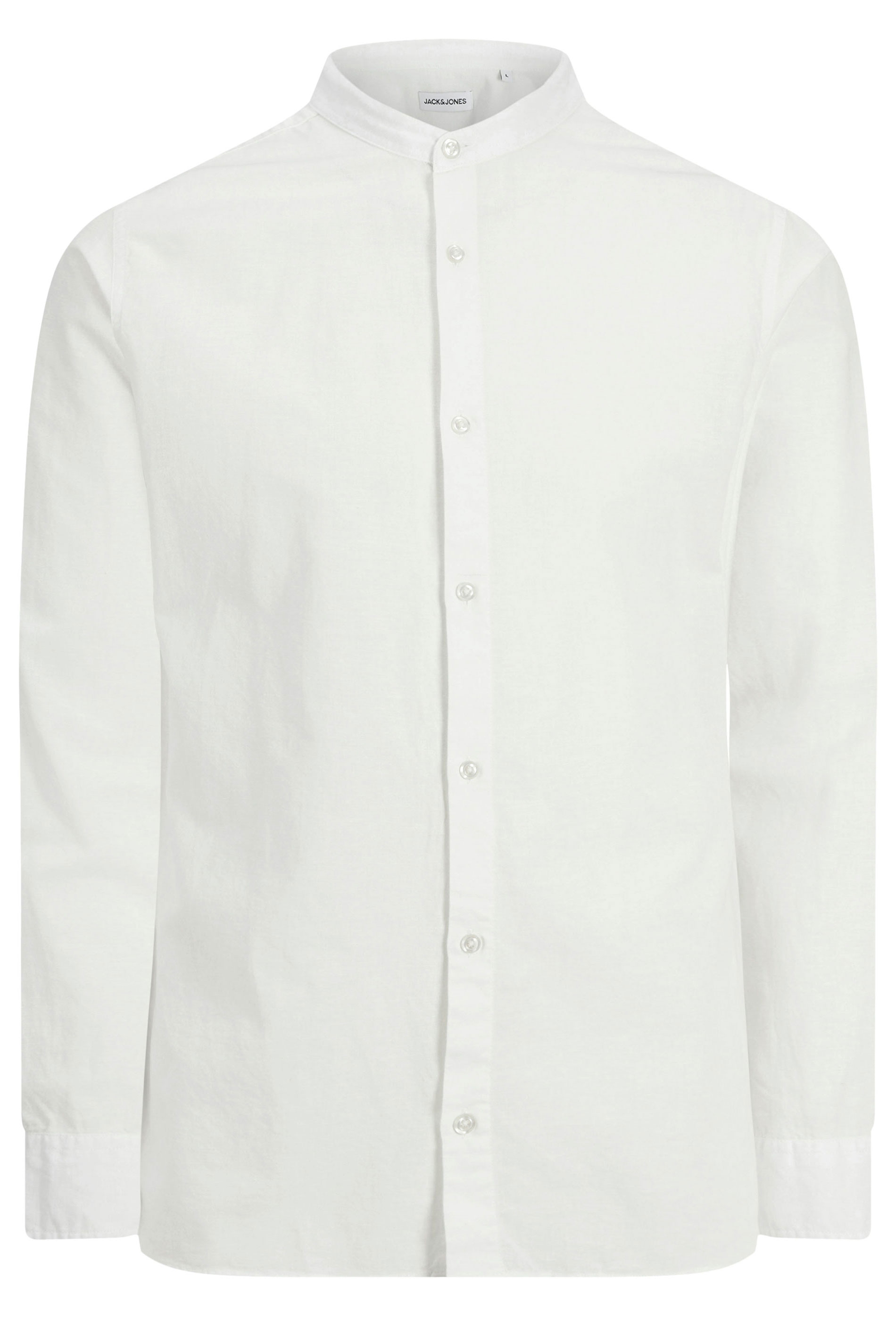 JACK & JONES Big & Tall White Long Sleeve Linen Shirt | BadRhino 3