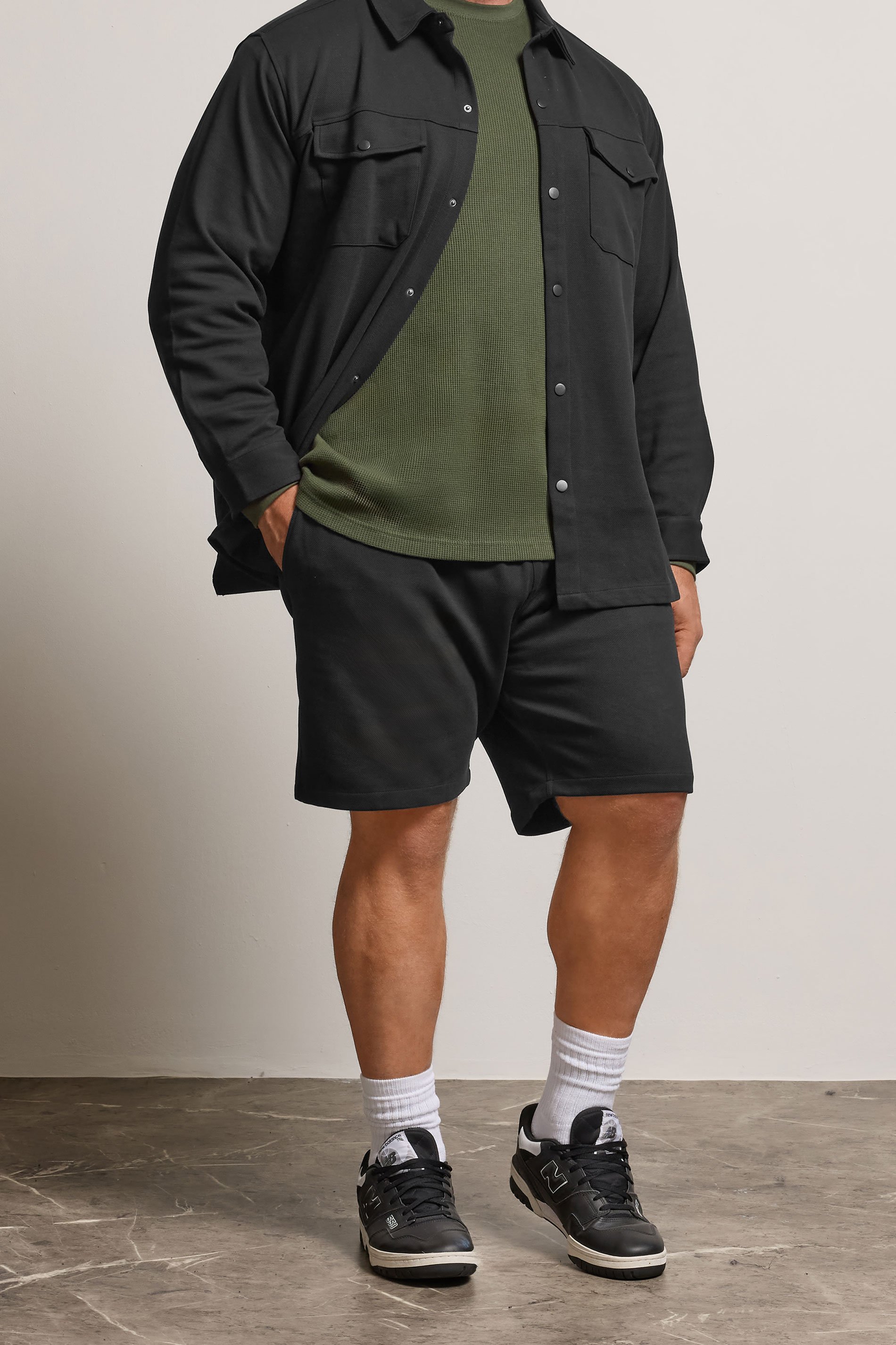 BadRhino Big & Tall Black Textured Jersey Shorts | BadRhino   1