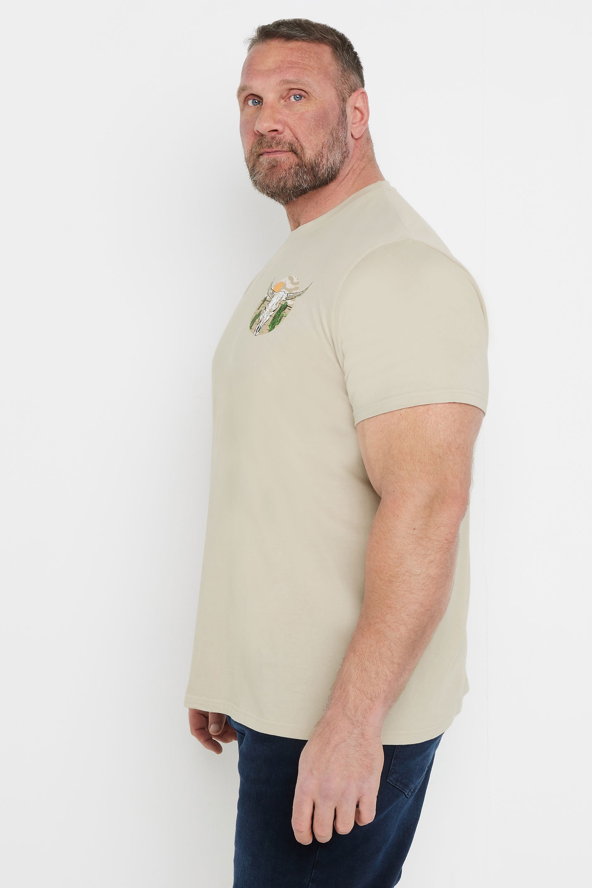 BadRhino Big & Tall Natural Brown Cow Skull Graphic T-Shirt | BadRhino 4