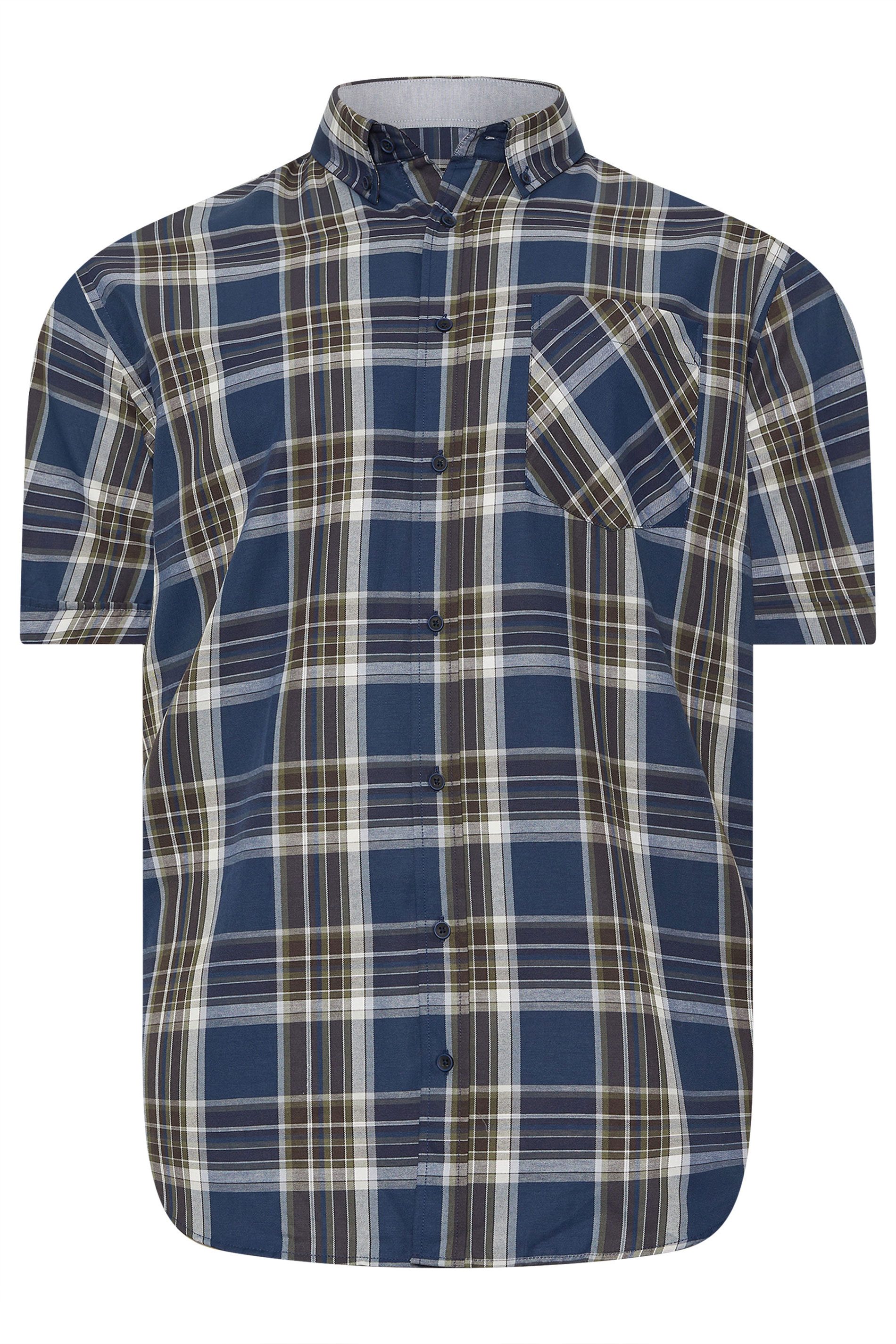 KAM Big & Tall Navy Blue Check Shirt | BadRhino 4