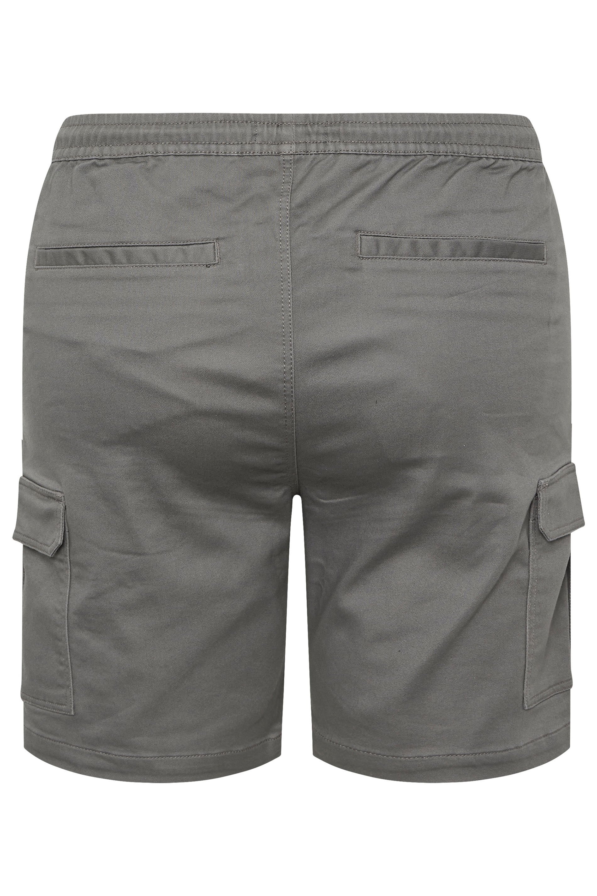 BadRhino Big & Tall Charcoal Grey Elasticated Waist Stretch Cargo Shorts | BadRhino 8