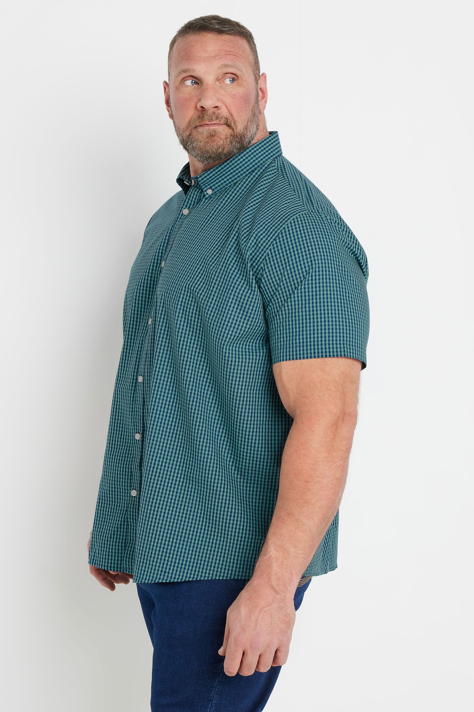 BadRhino Big & Tall Blue Gingham Check Shirt | BadRhino 3