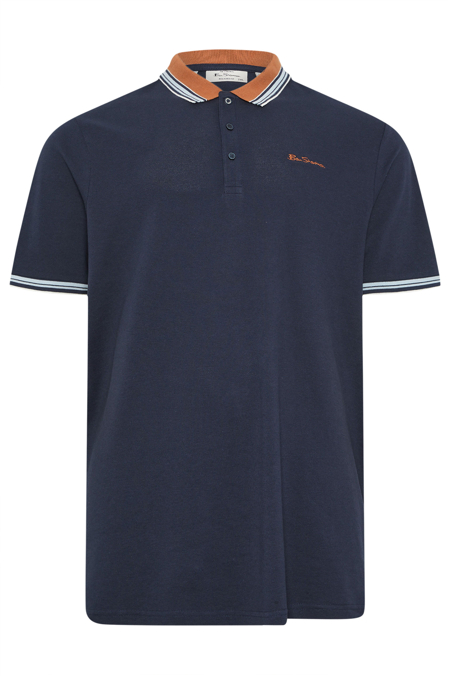 Ben Sherman Big & Tall Navy Blue House Collar Polo shirt | BadRhino 3