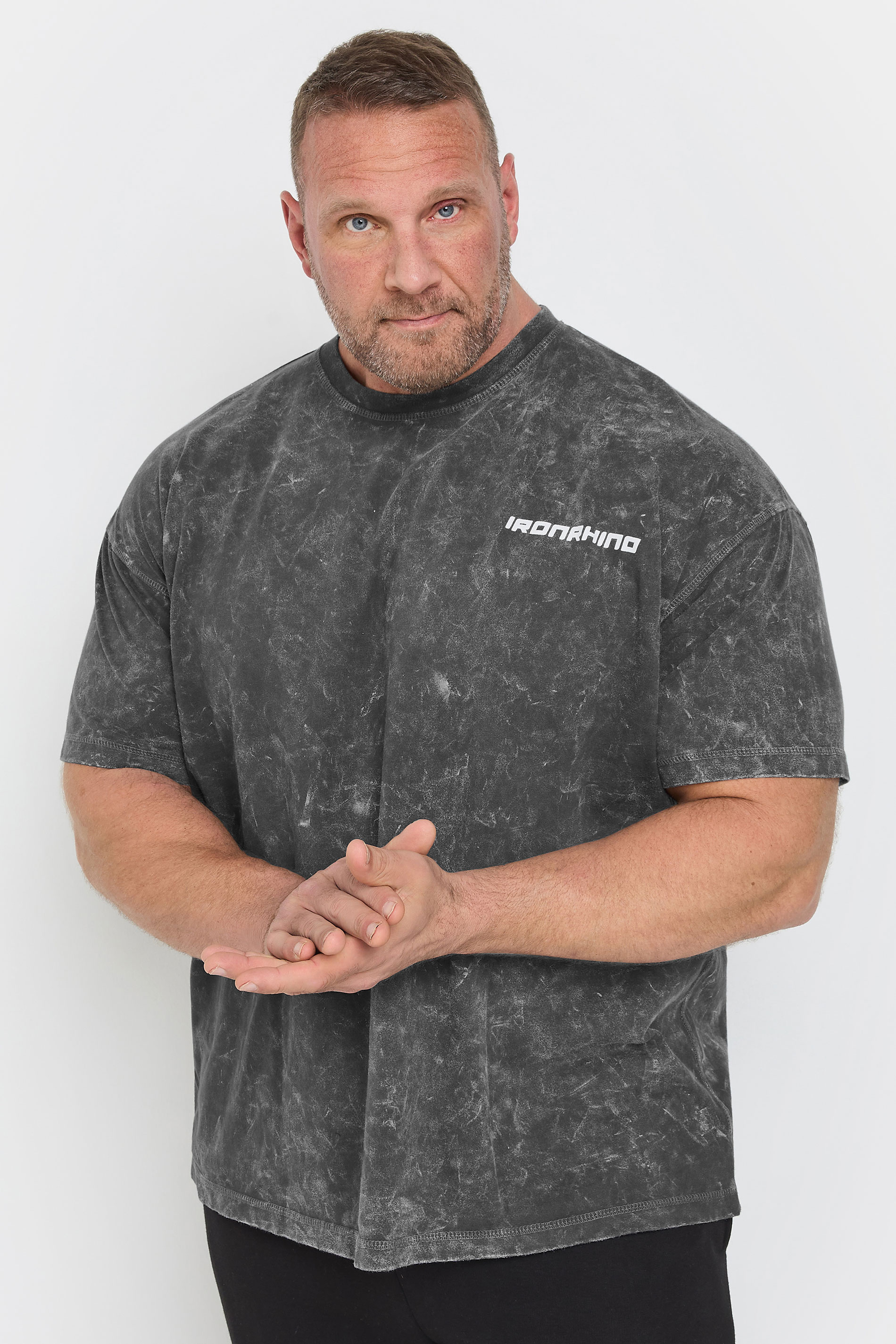 IronRhino Big & Tall Grey 'IronRhino Sport' Acid Wash T-Shirt | BadRhino 2