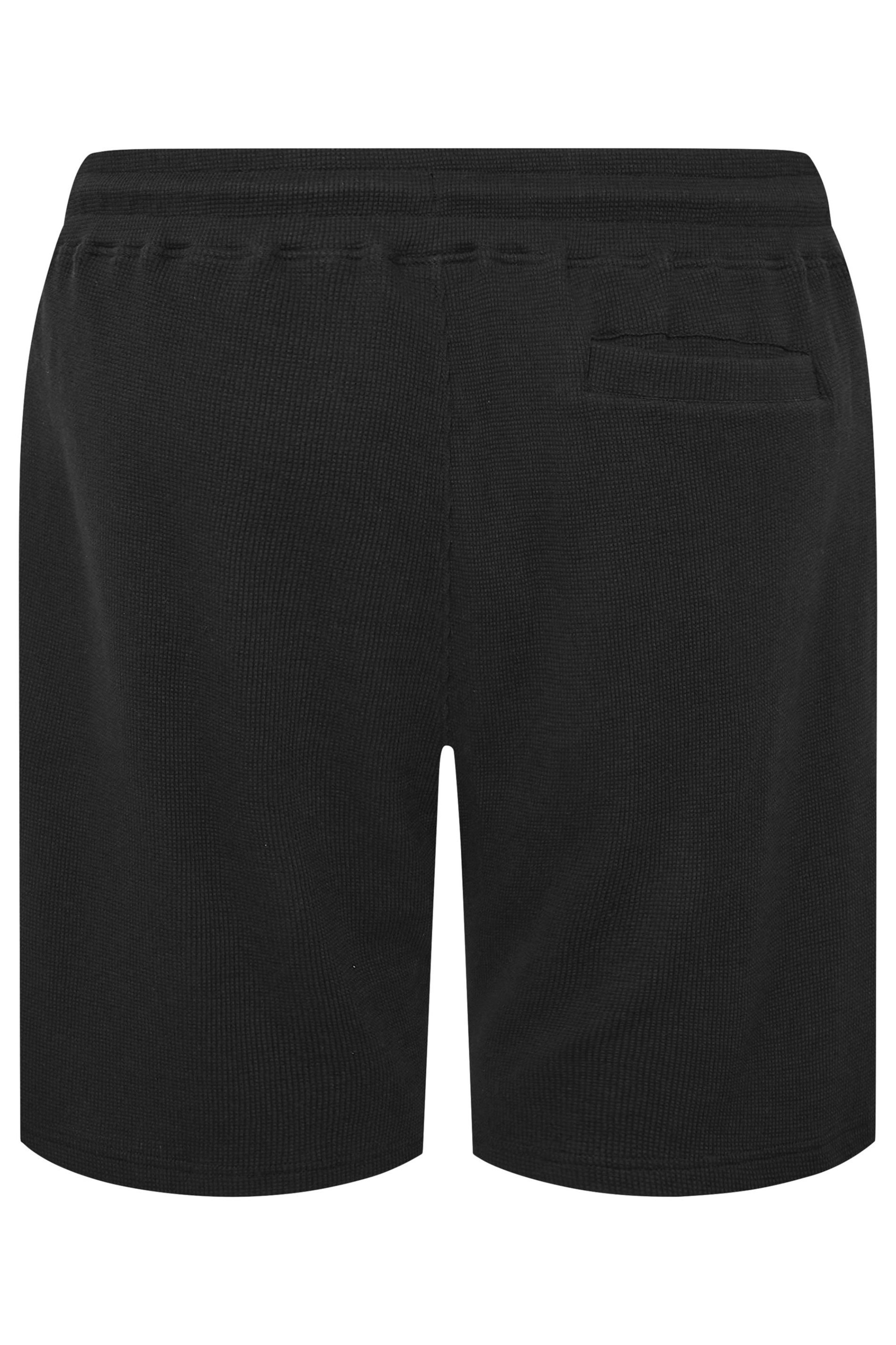 STUDIO A Big & Tall Black Waffle Textured Shorts | BadRhino 5