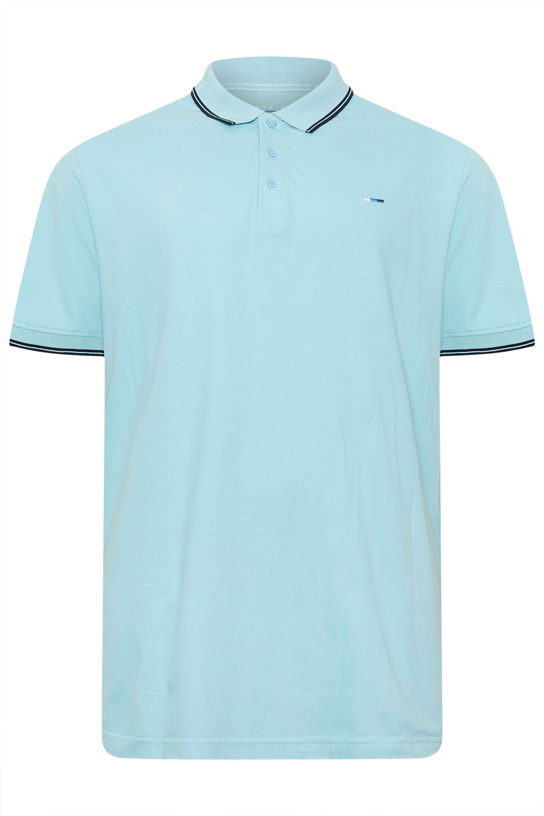 BadRhino Big & Tall 3 Pack Blue & Orange Tipped Polo Shirts | BadRhino 10