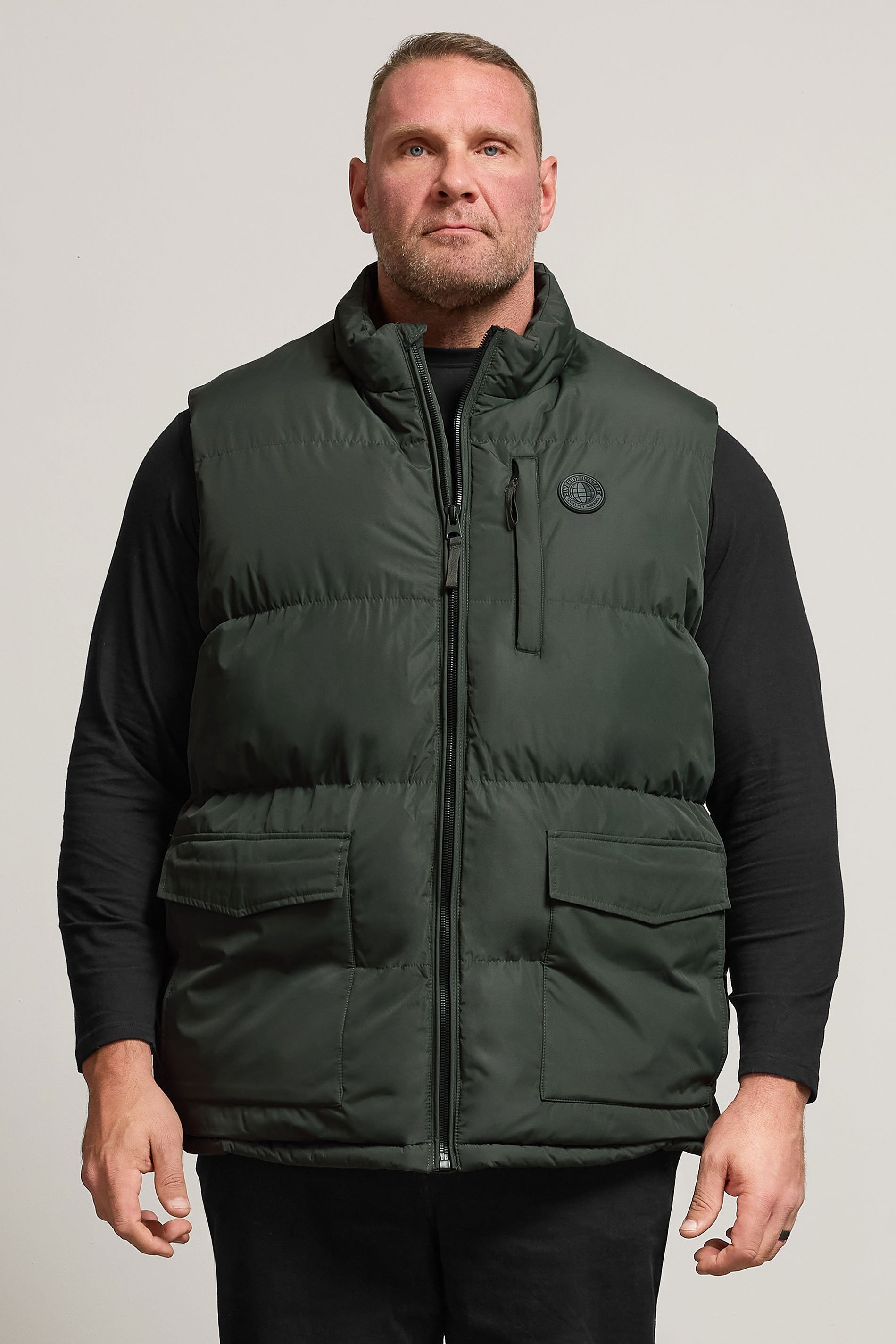 BadRhino Big & Tall Dark Green Zip Through Gilet | BadRhino 1