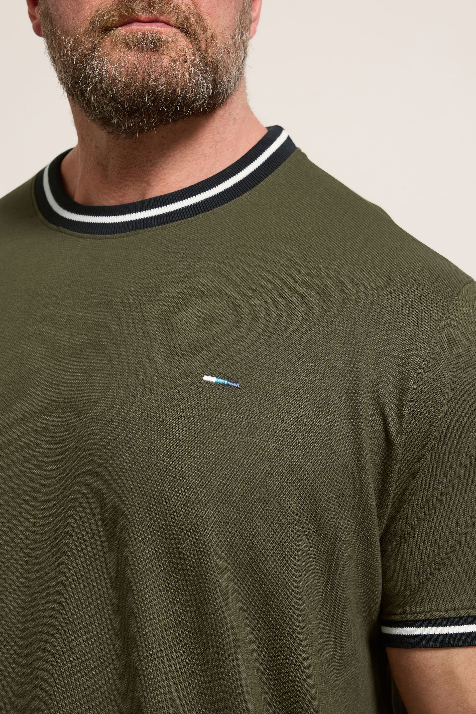 BadRhino Big & Tall Olive Green Pique Ringer T-Shirt | BadRhino 4