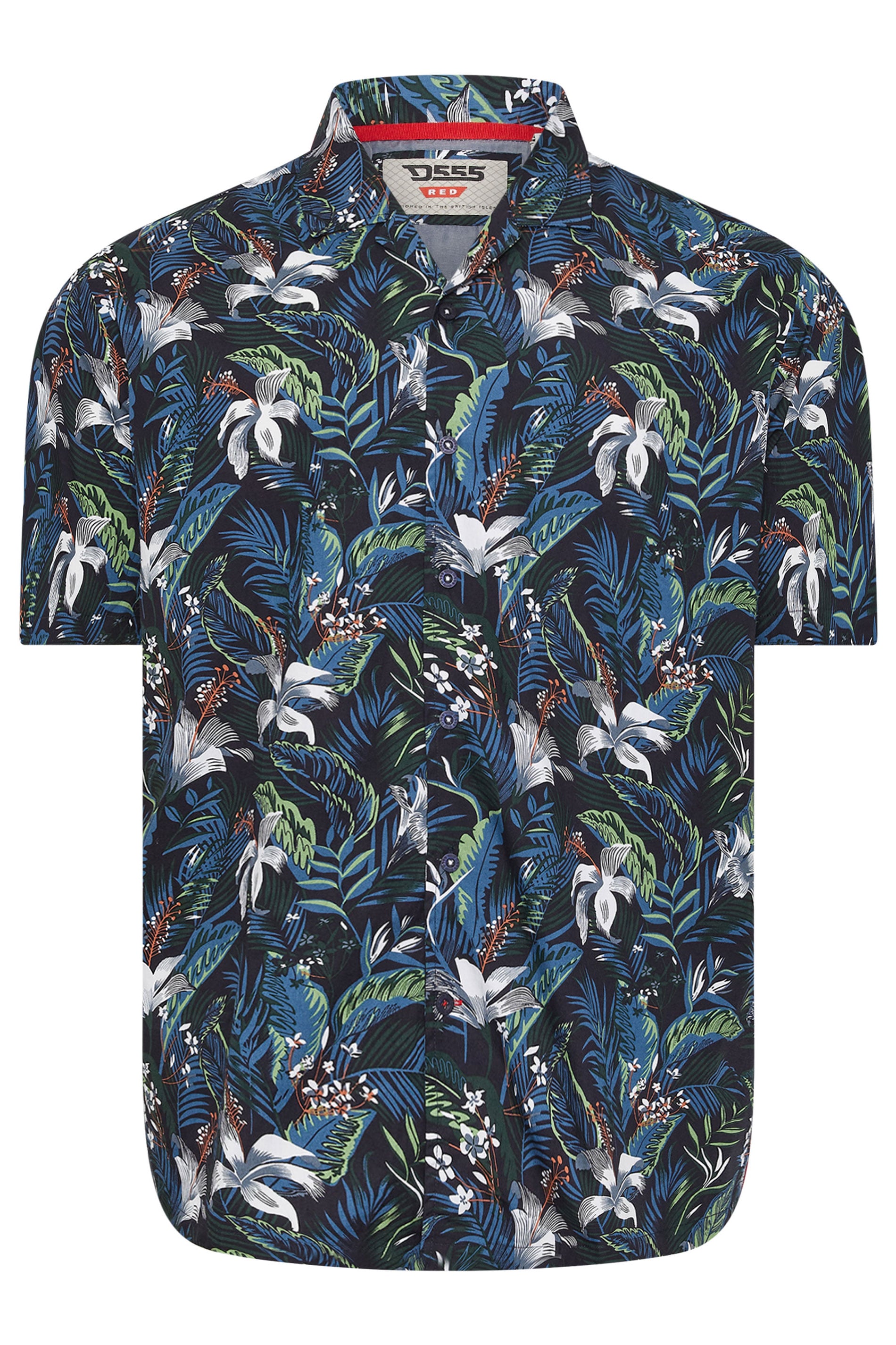 D555 Big & Tall Blue Hawaiian Short Sleeve Shirt | BadRhino 2