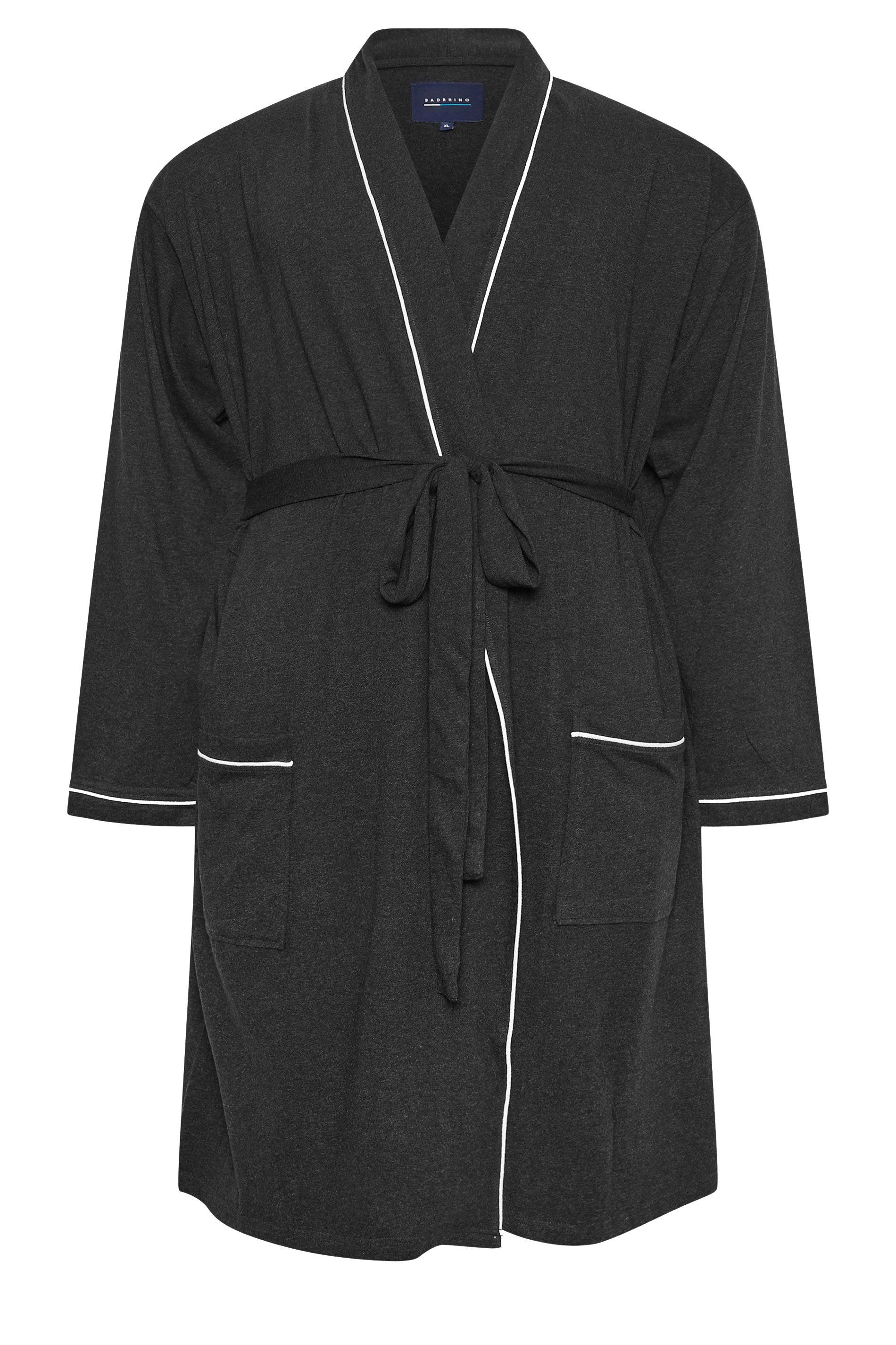 BadRhino Big & Tall Dark Grey Jersey Robe | BadRhino 4