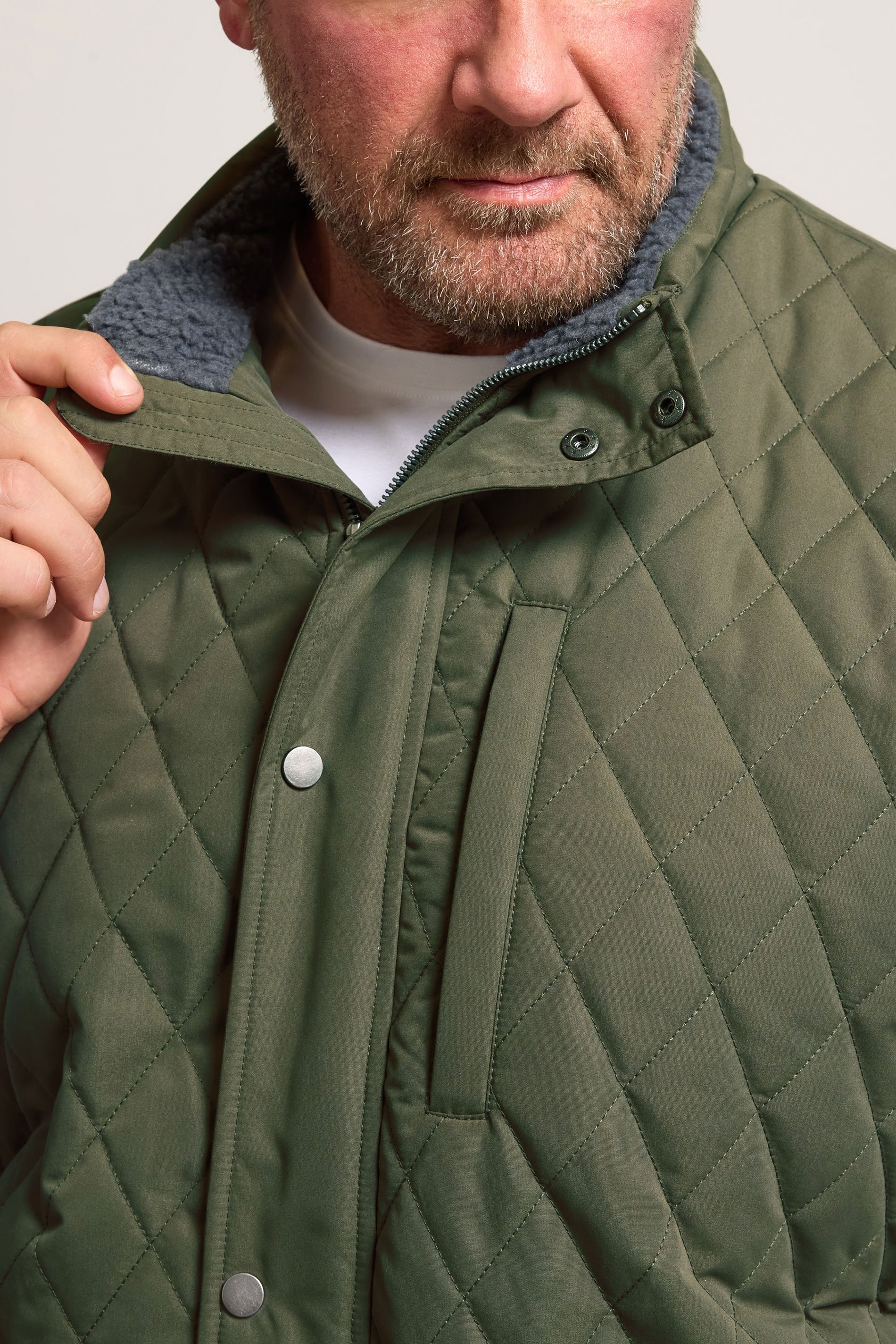 BadRhino Big & Tall Khaki Green Diamond Quilted Gilet | BadRhino 5