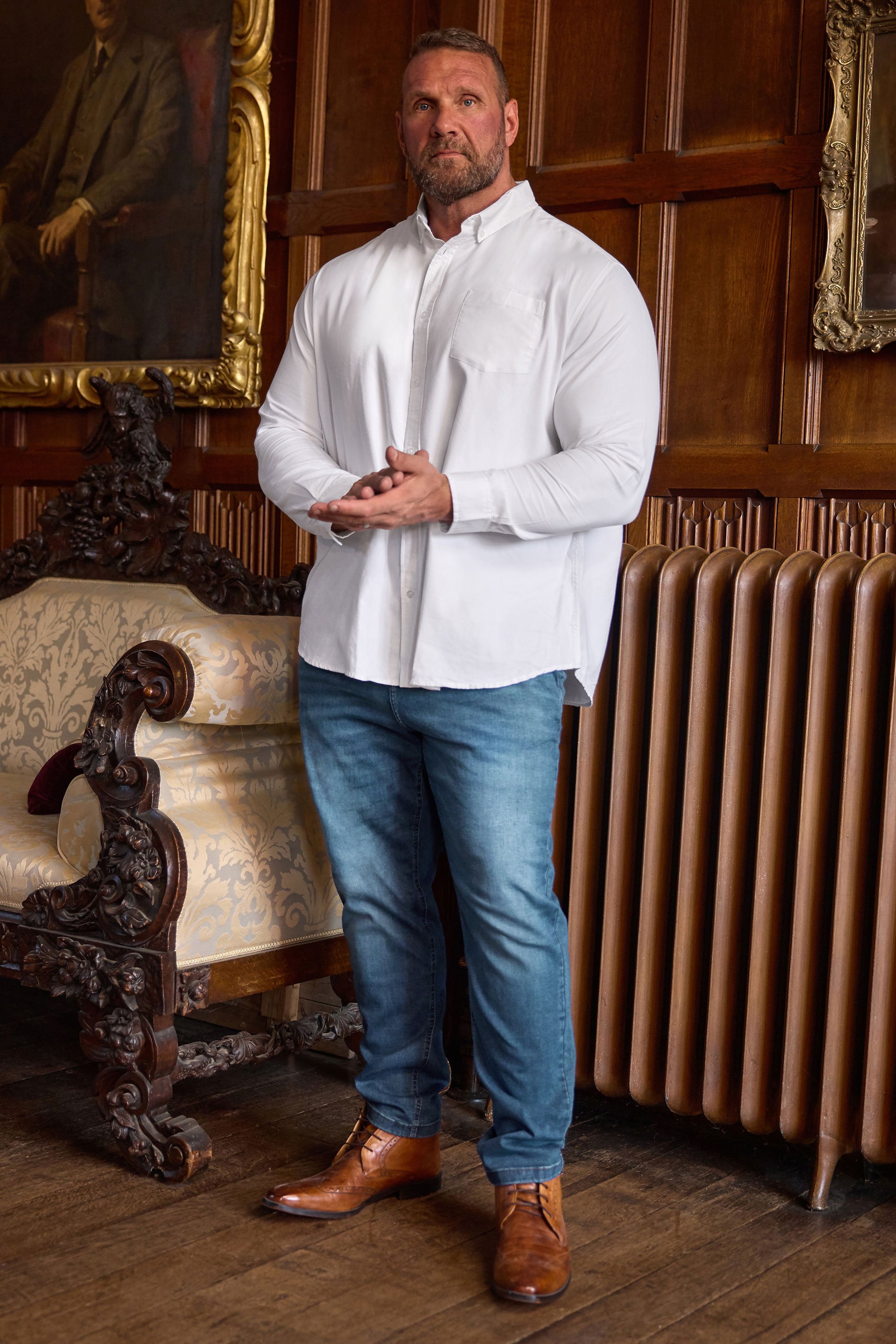 BadRhino Big & Tall Blue Washed Straight Leg Stretch Jeans | BadRhino 5