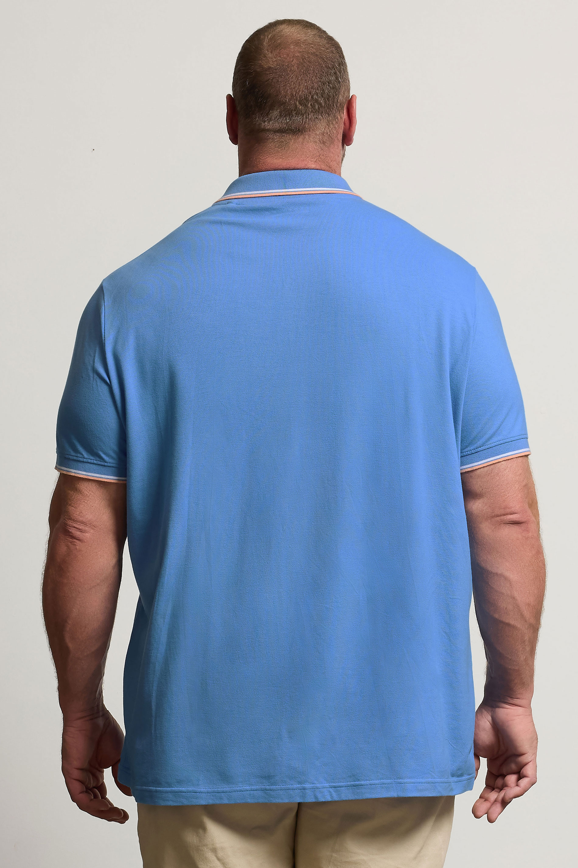 BadRhino Big & Tall 2 PACK Pink & Marina Blue Tipped Polo Shirts | BadRhino 5
