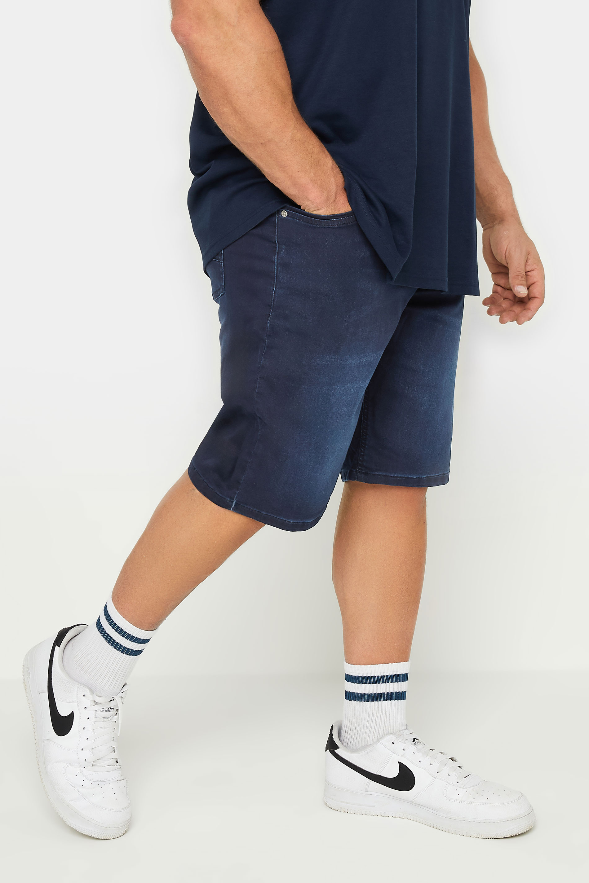KAM Big & Tall Blue Stretch Denim Shorts | BadRhino 2
