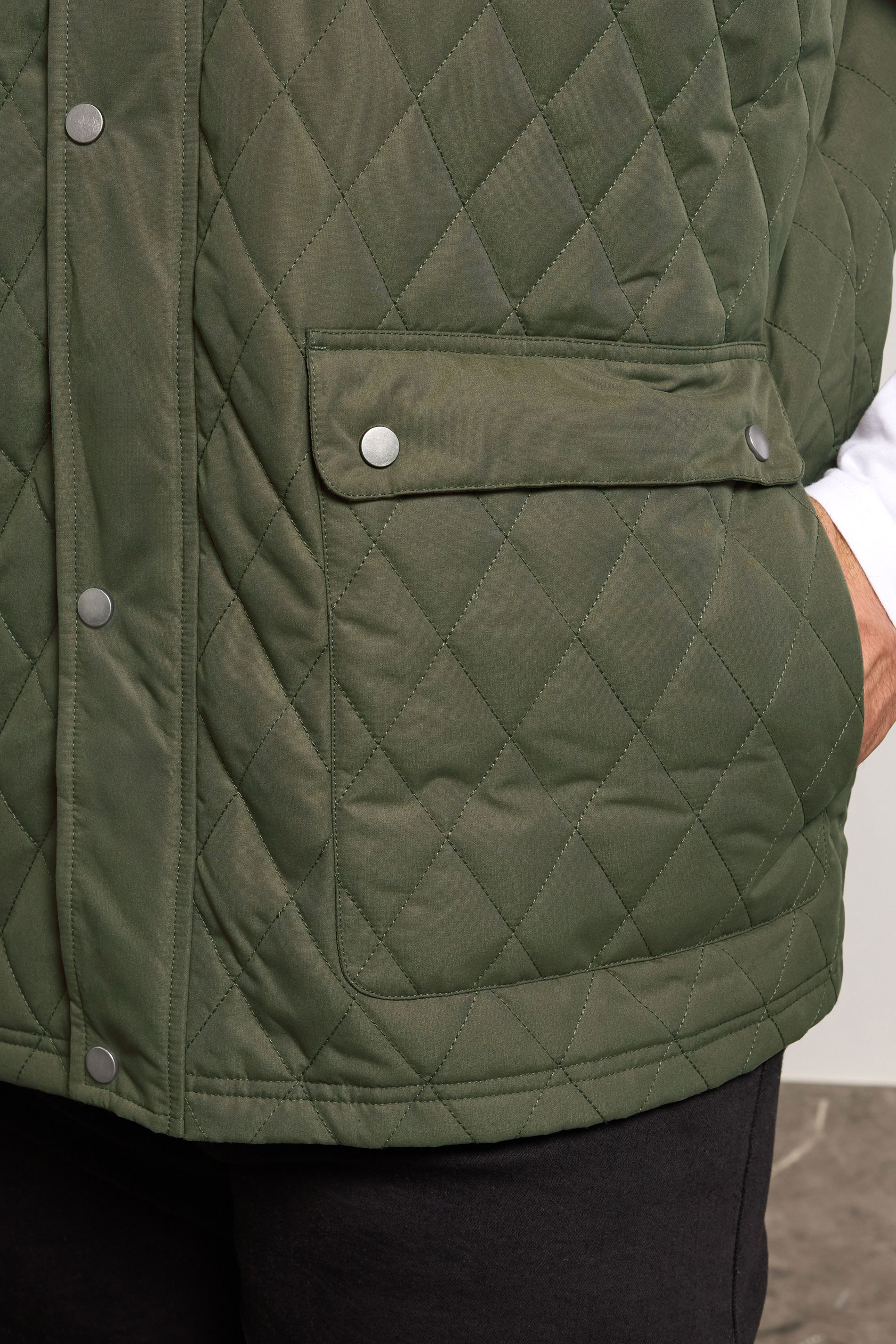 BadRhino Big & Tall Khaki Green Diamond Quilted Gilet | BadRhino 6