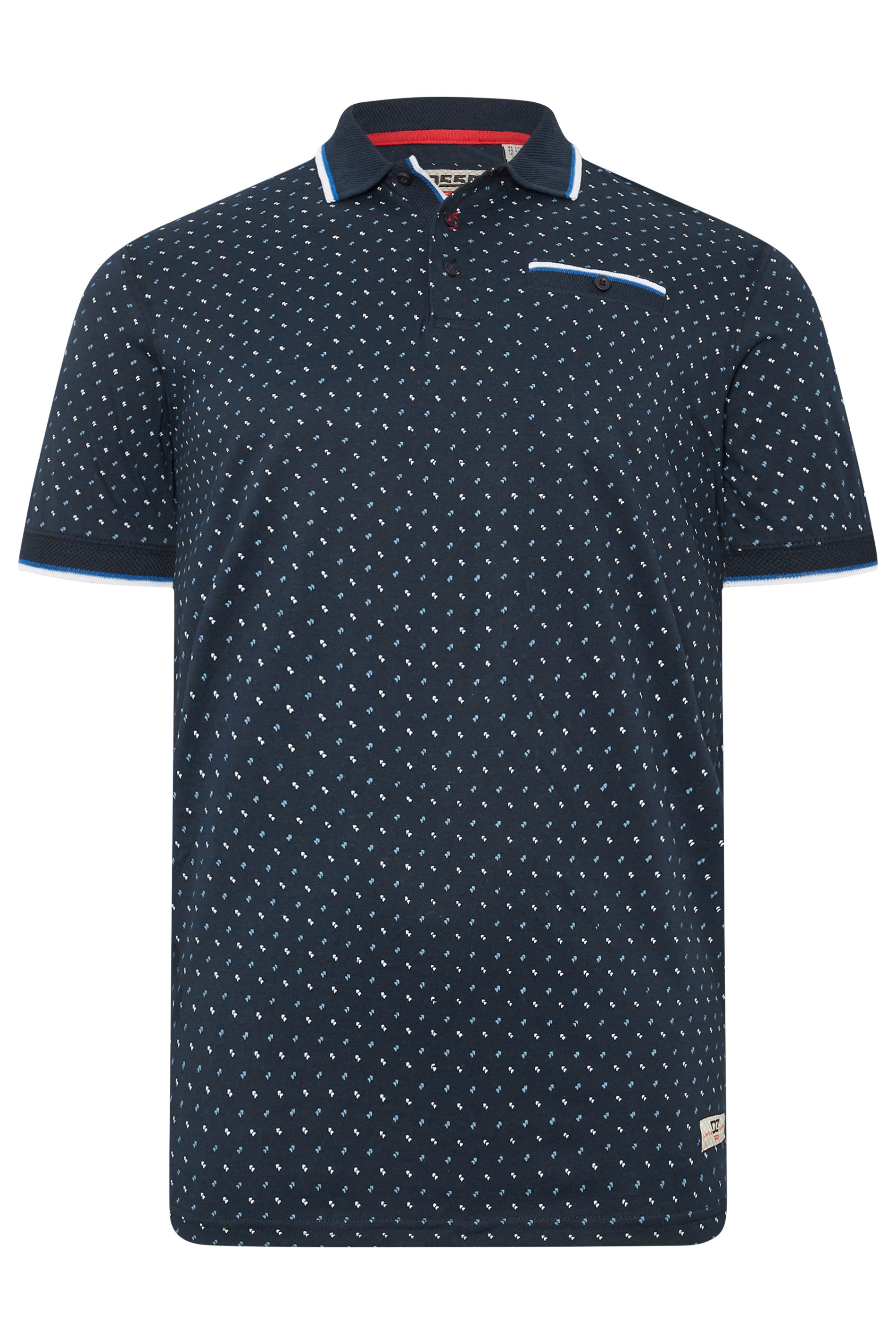 D555 Big & Tall Navy Blue Jersey Jacquard Polo Shirt | BadRhino 3