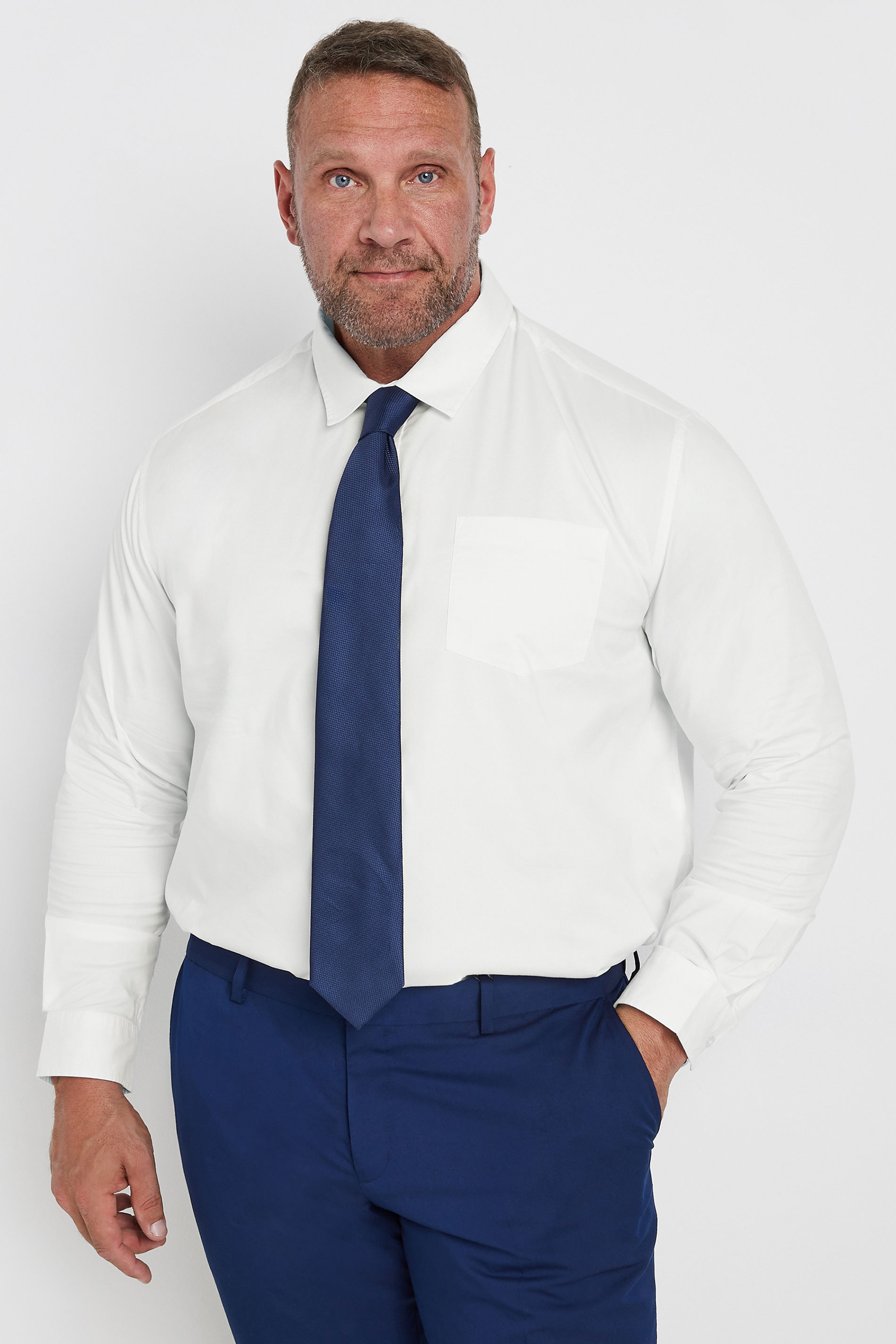 BadRhino Big & Tall White Stretch Long Sleeve Shirt | BadRhino 1