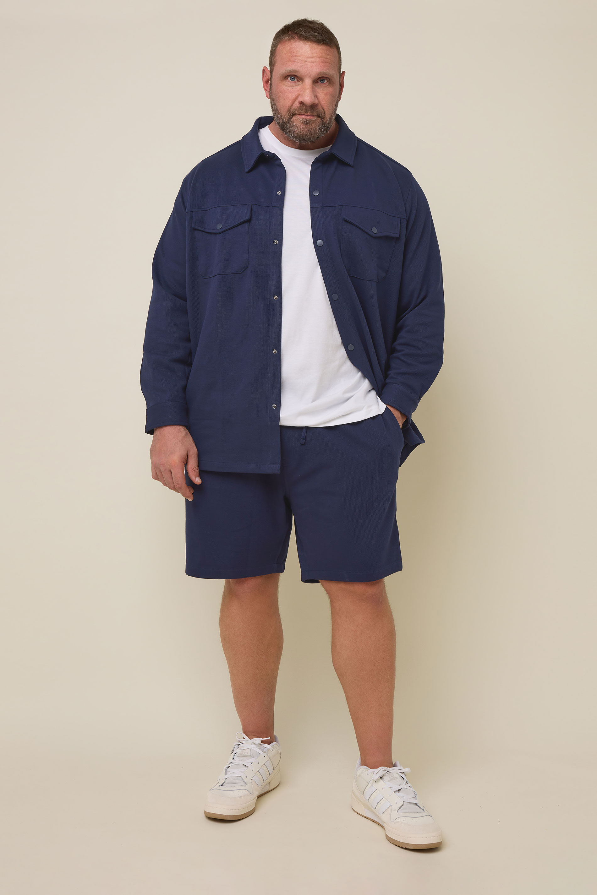 BadRhino Big & Tall Navy Blue Textured Jersey Shorts | BadRhino   1