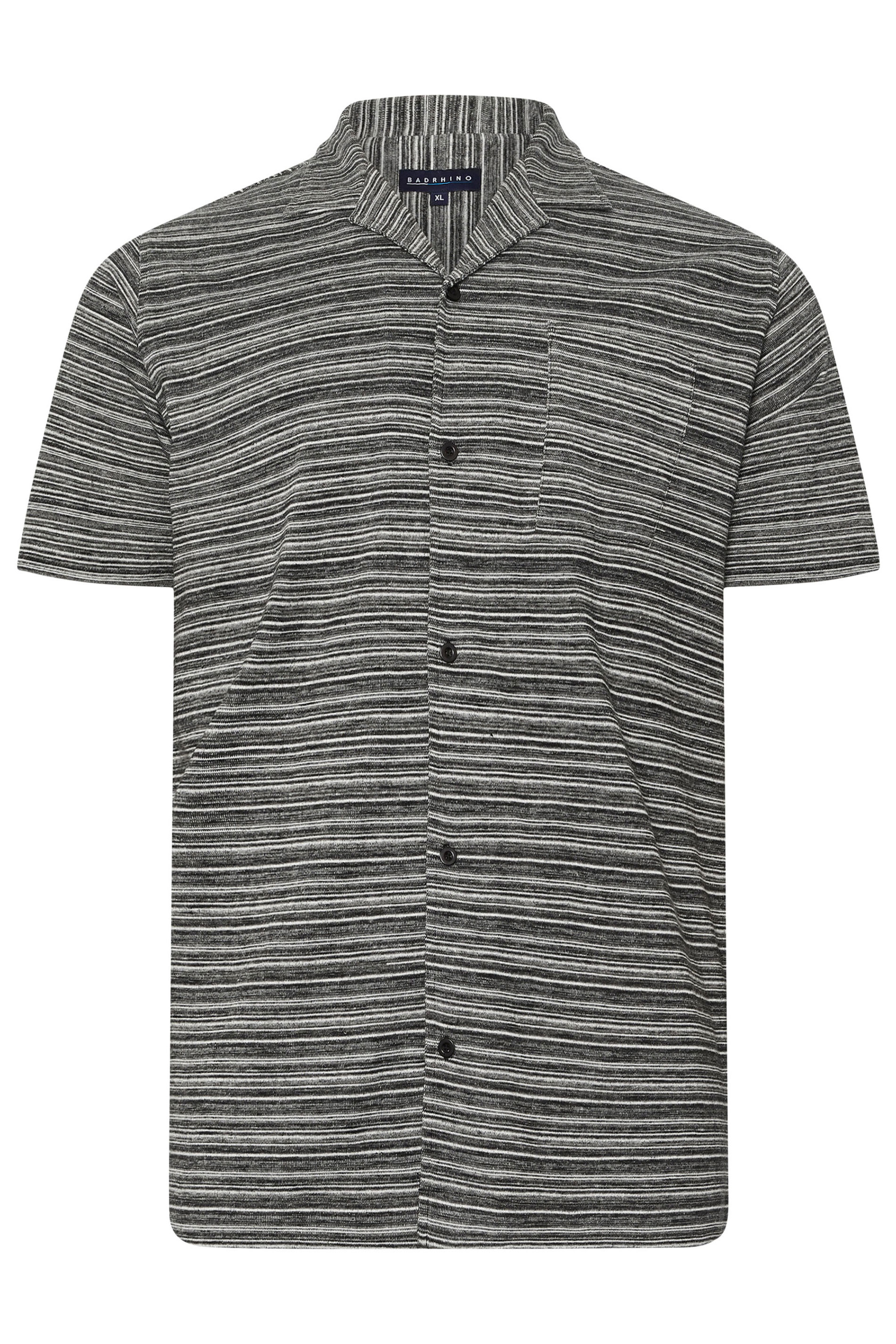 BadRhino Big & Tall Black Jacquard Stripe Jersey Revere Shirt | BadRhino 7