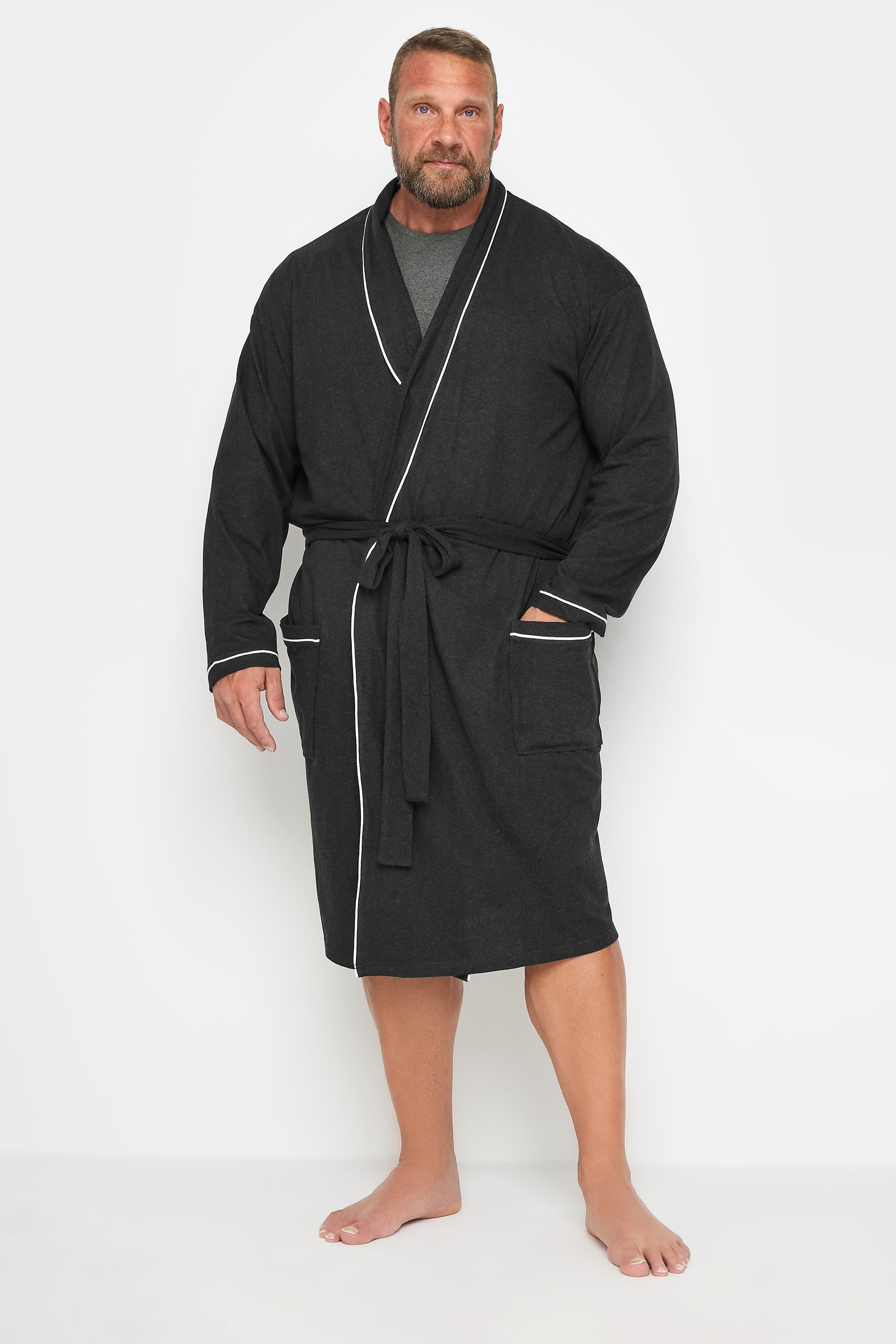 BadRhino Big & Tall Dark Grey Jersey Robe | BadRhino 1