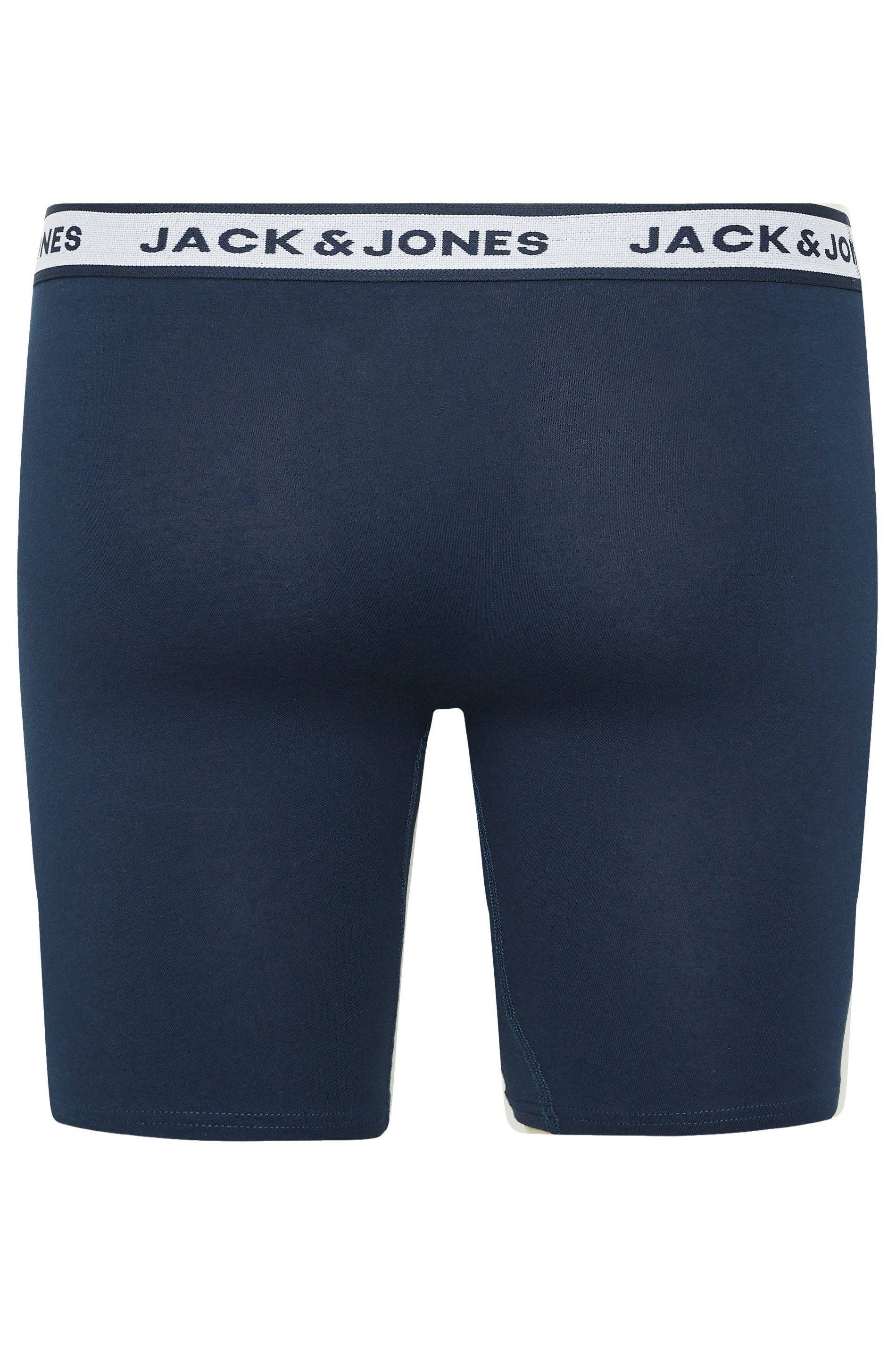 JACK & JONES Big & Tall 3 Pack White/Grey/Navy Blue Boxers | BadRhino 3