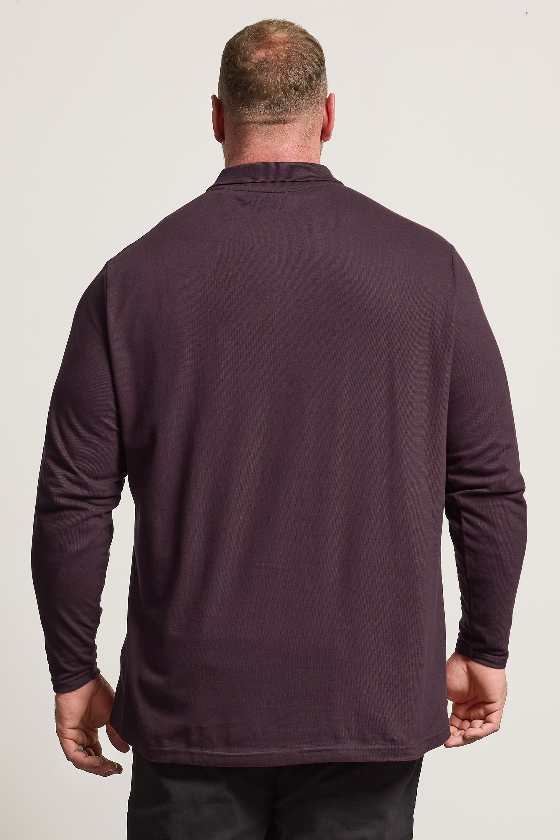BadRhino Burgundy Red Essential Long Sleeve Polo Shirt | BadRhino 3