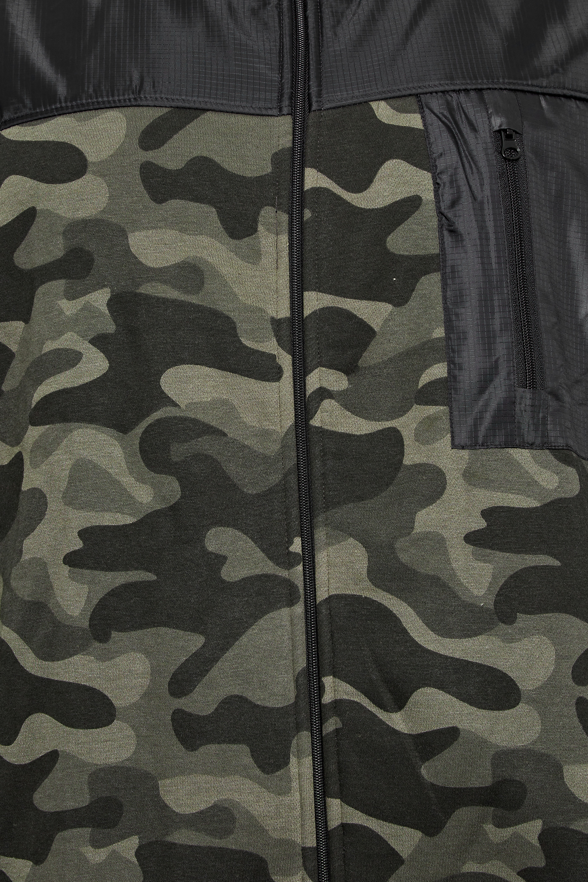 D555 Khaki Green Camo Zip Through Hoodie | BadRhino 5