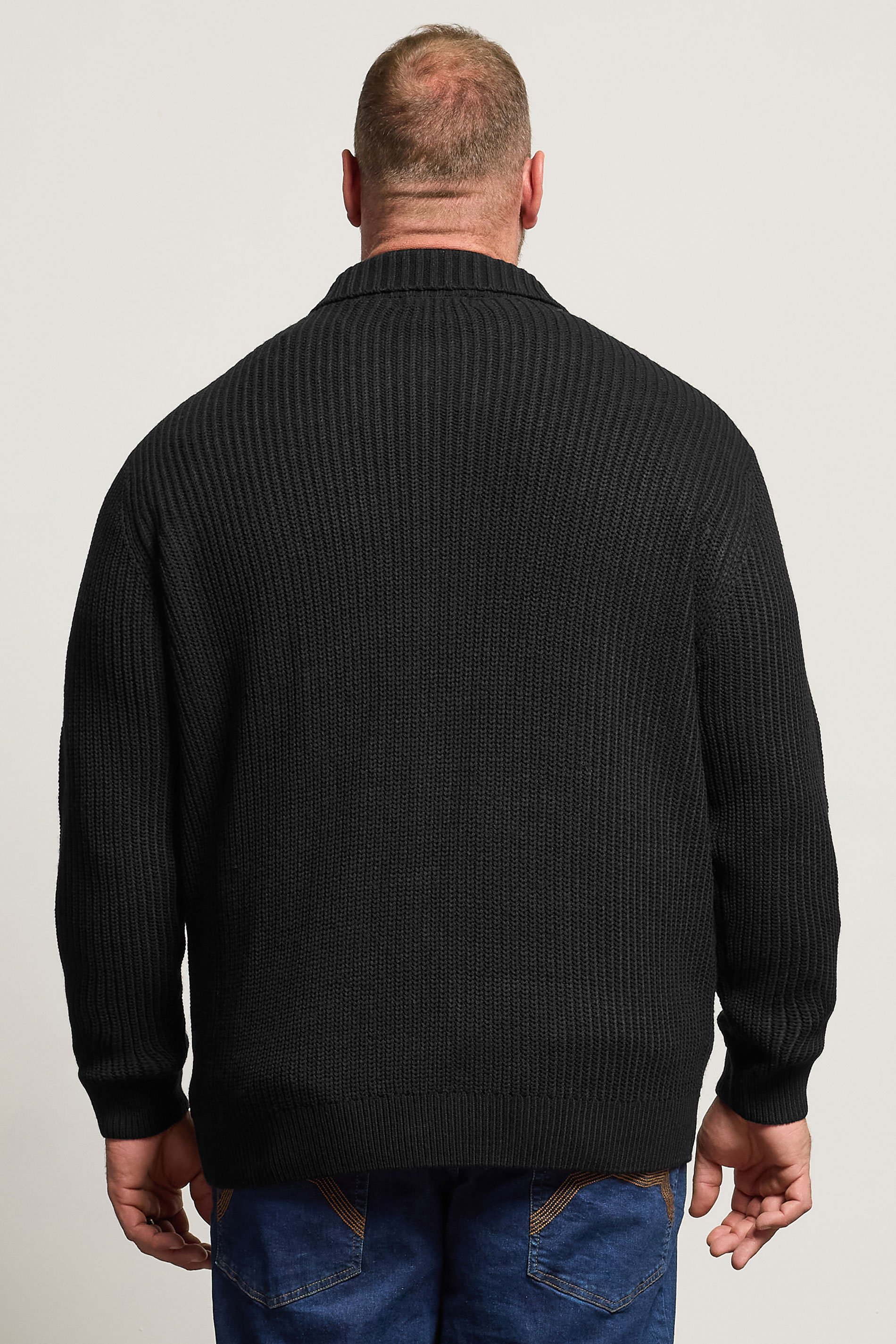 BadRhino Big & Tall Black Long Sleeve Knitted Shirt | BadRhino 5