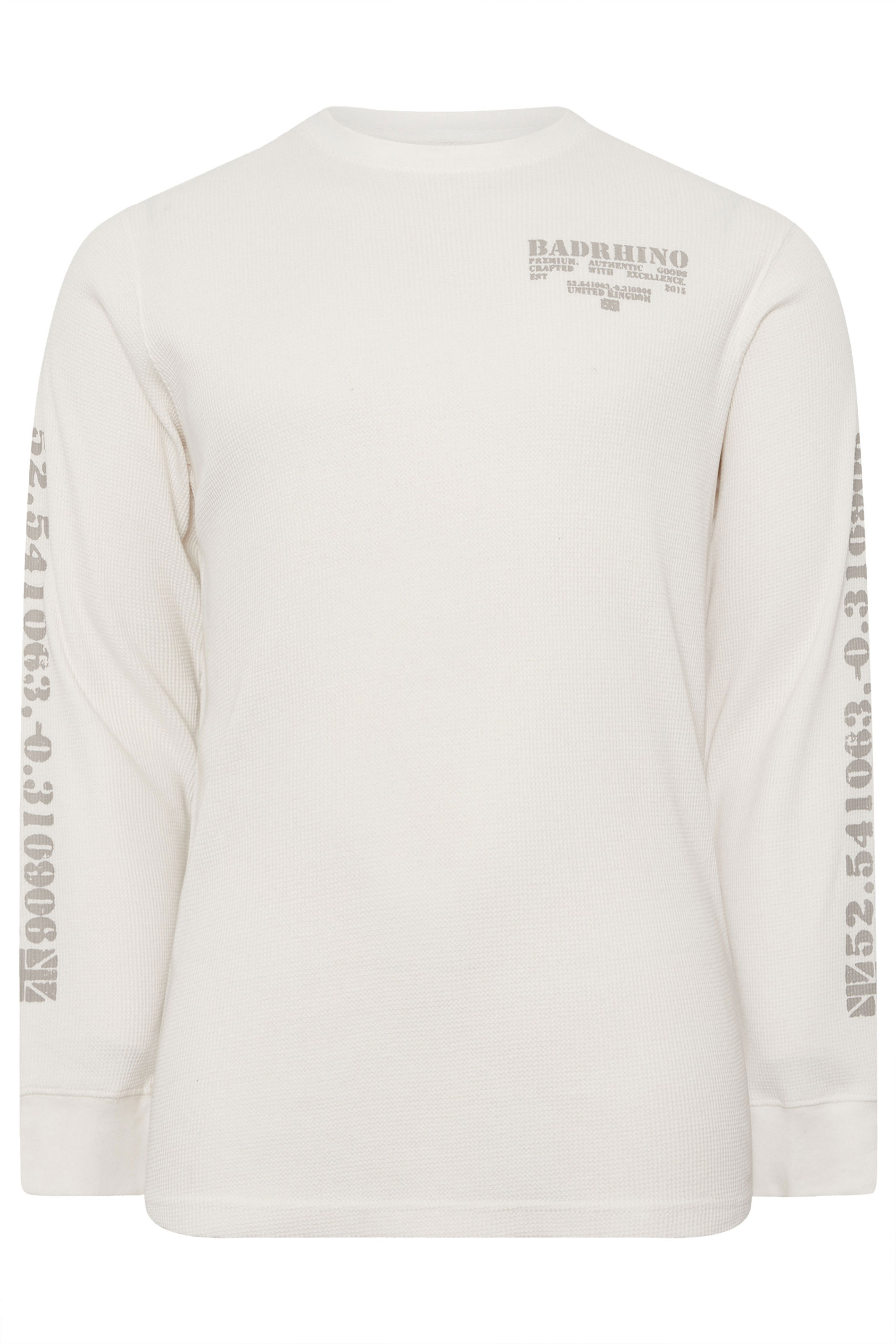 BadRhino Big & Tall Off-White Military Waffle Texture Long sleeve T-Shirt | BadRhino 8