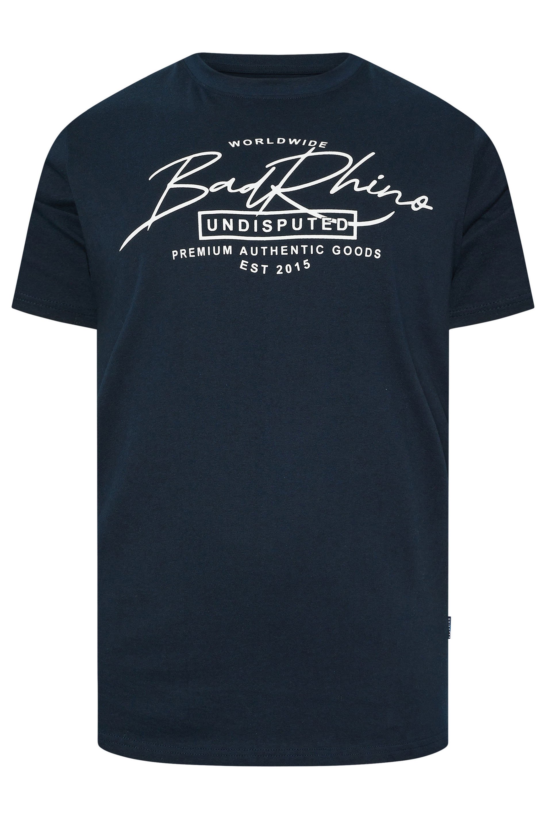BadRhino Big & Tall Navy Blue Script Graphic Print T-Shirt | BadRhino 5