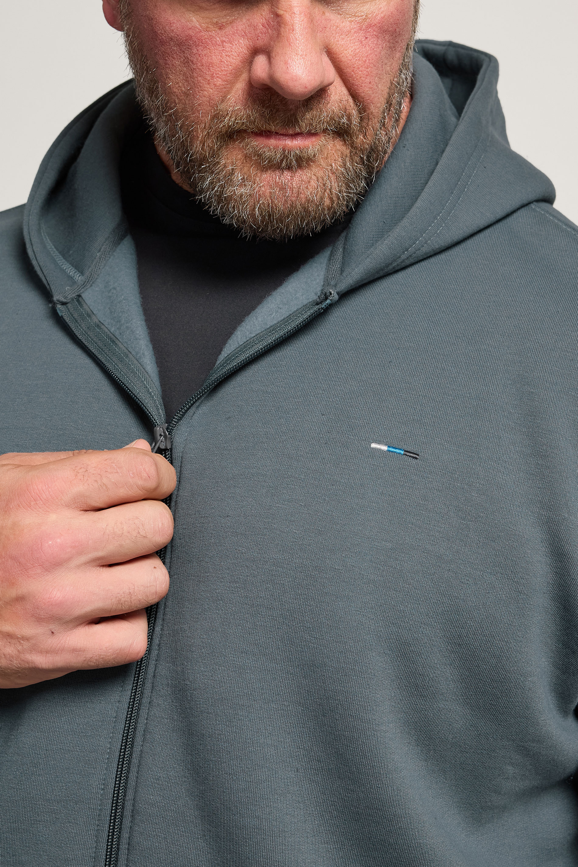 BadRhino Big & Tall Storm Blue Zip Through Hoodie | BadRhino 4