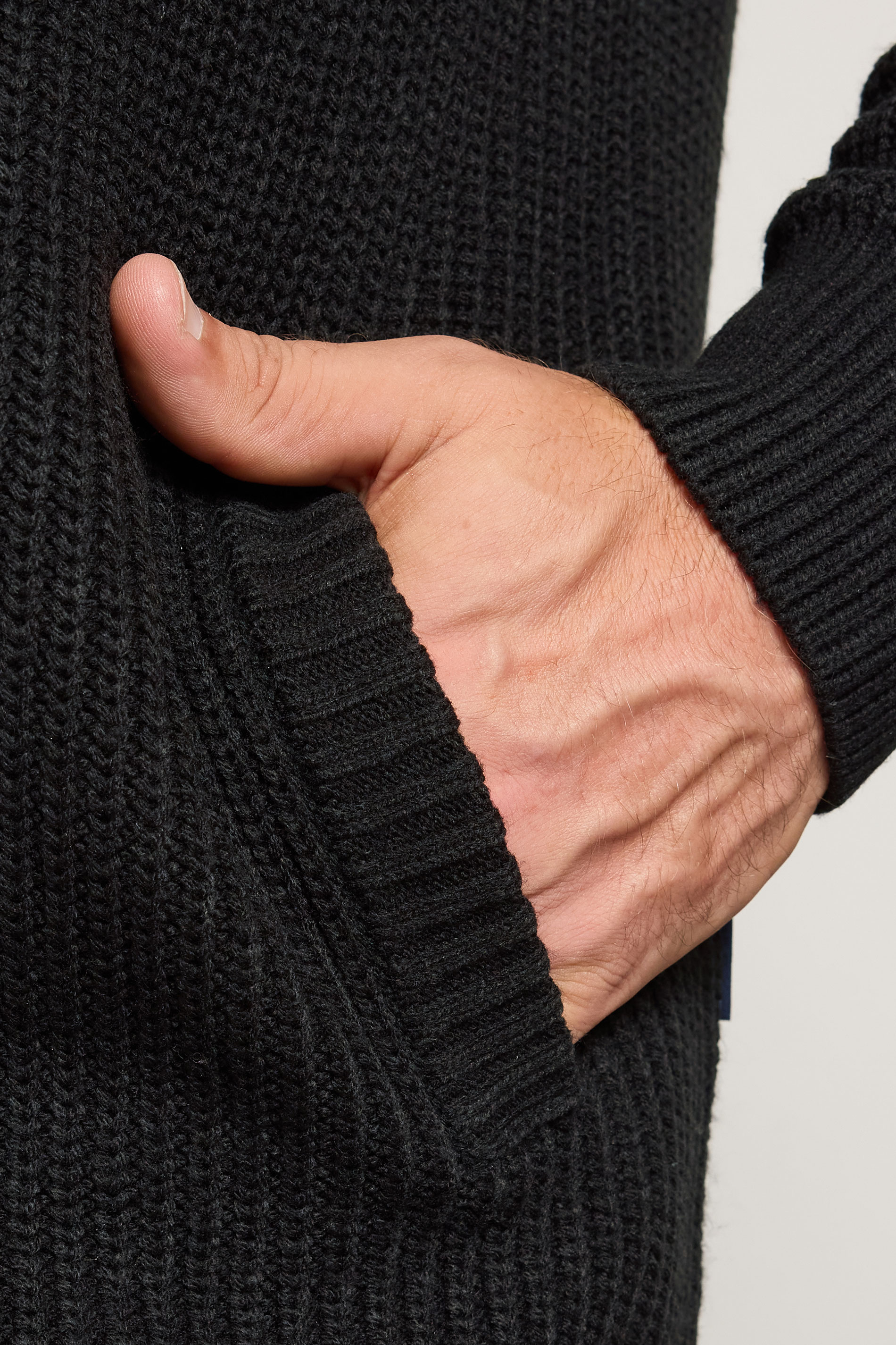 BadRhino Big & Tall Black Ribbed Zip Through Knitted Jumper | BadRhino 5