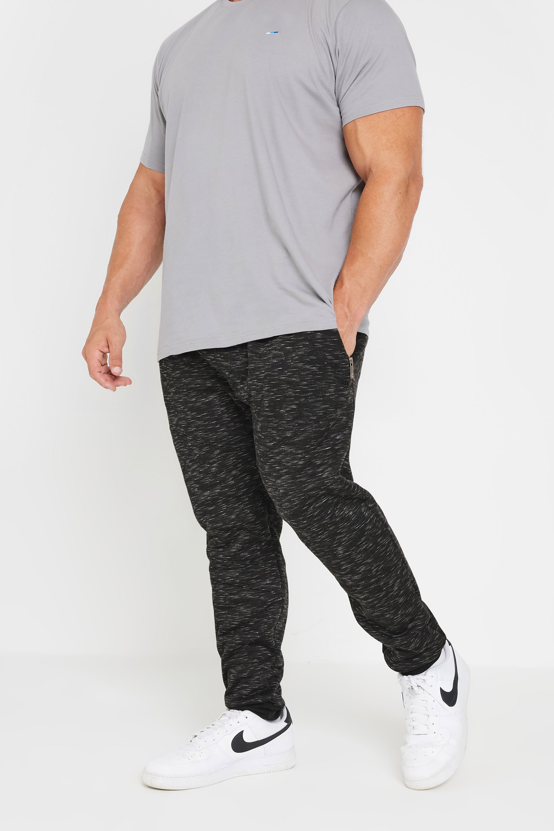 BadRhino Big & Tall Black Marl Drawstring Joggers | BadRhino 1