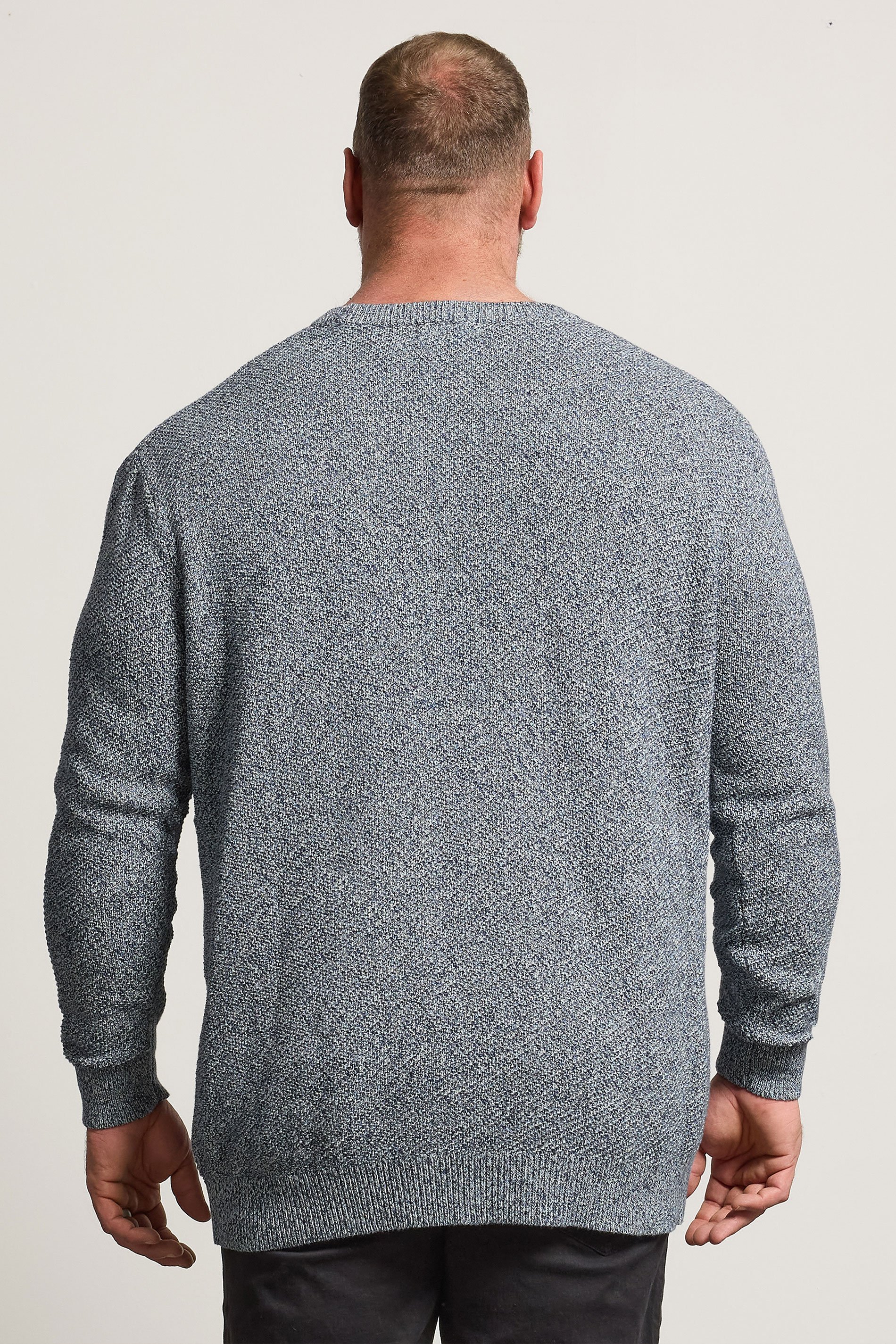 BadRhino Big & Tall Blue Crew Neck Knitted Jumper | BadRhino 3