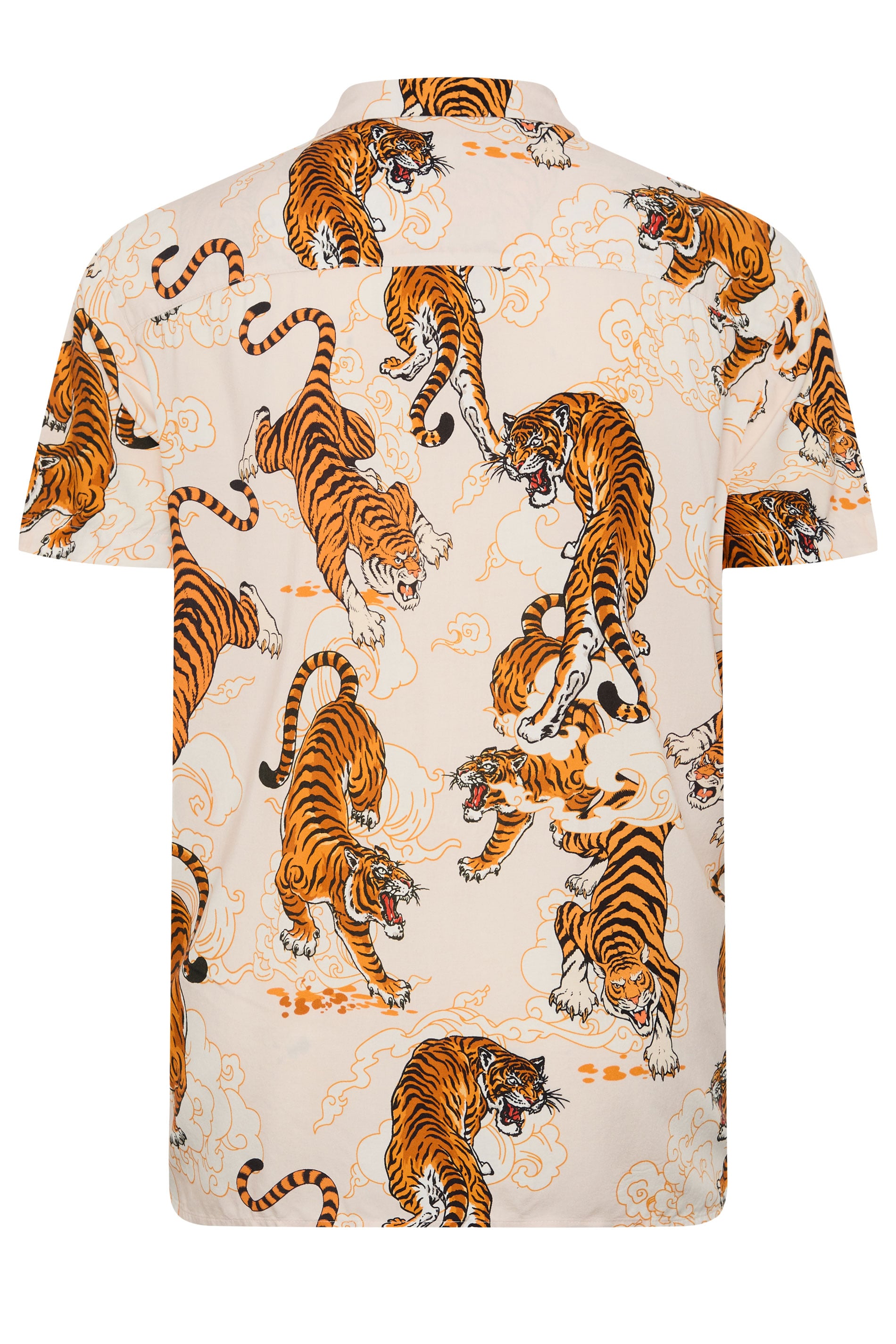 JACK & JONES Big & Tall Cream Tiger Print Resort Shirt | Badrhino 2