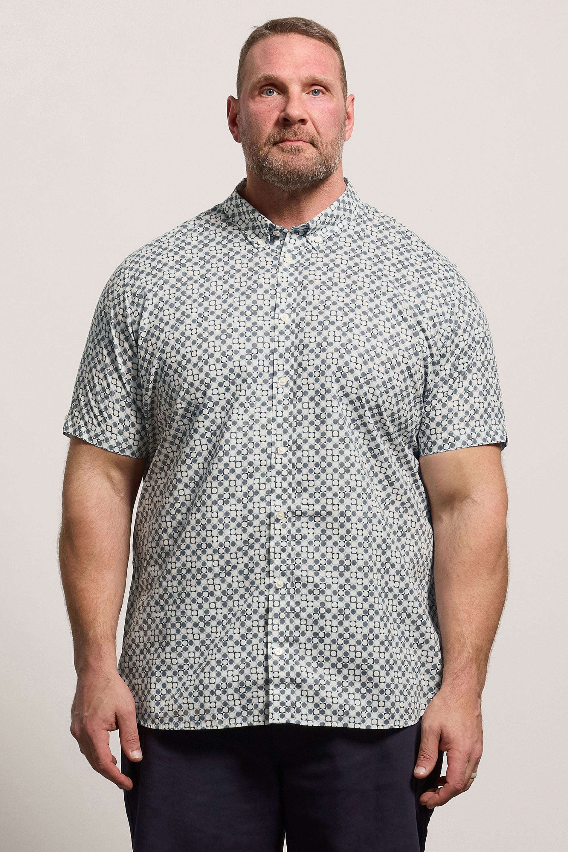 BEN SHERMAN Big & Tall Light Blue Geometric Print Shirt | BadRhino 3