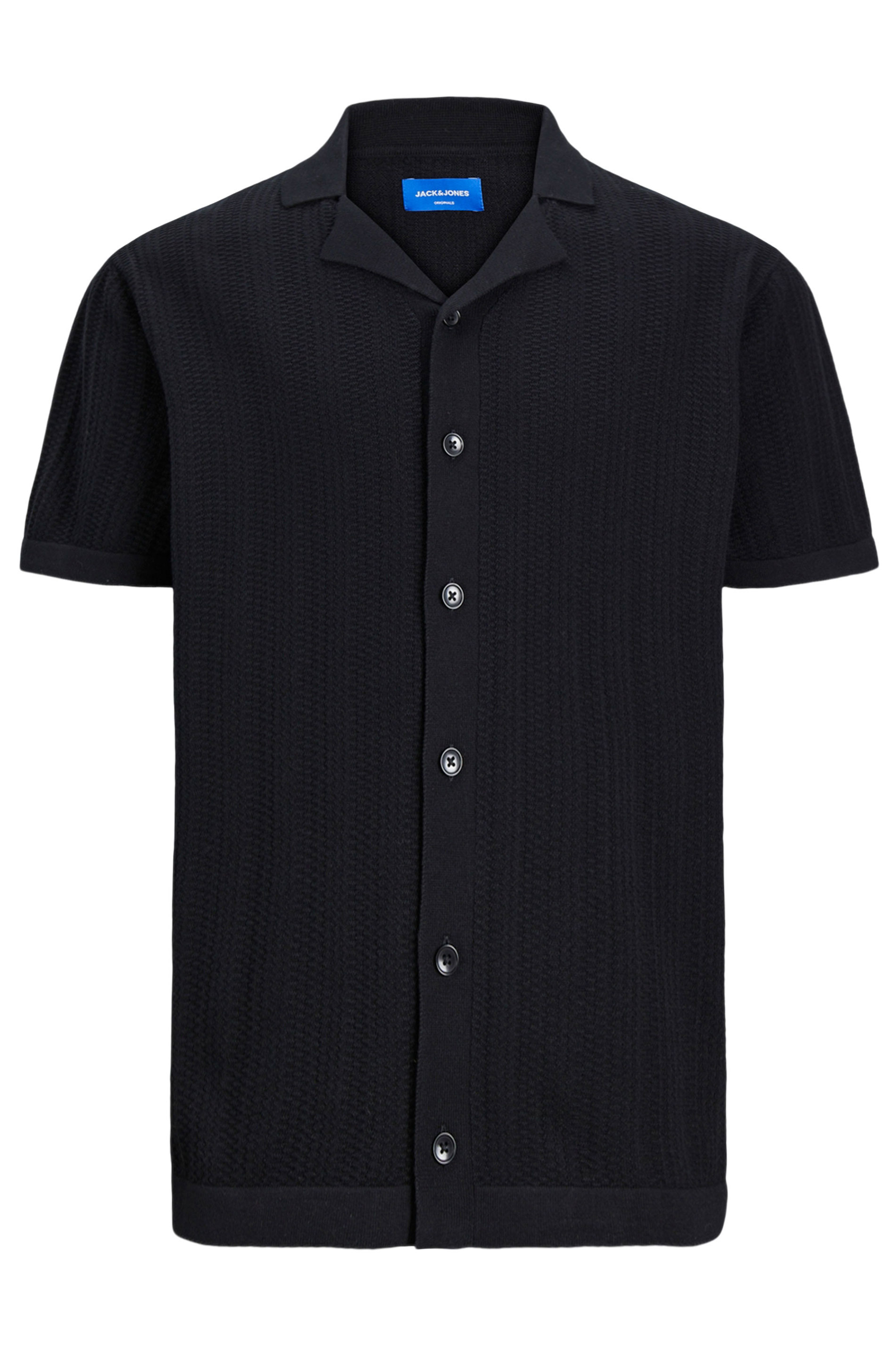 JACK & JONES Big & Tall Black Structured Knit Polo Shirt | BadRhino 2