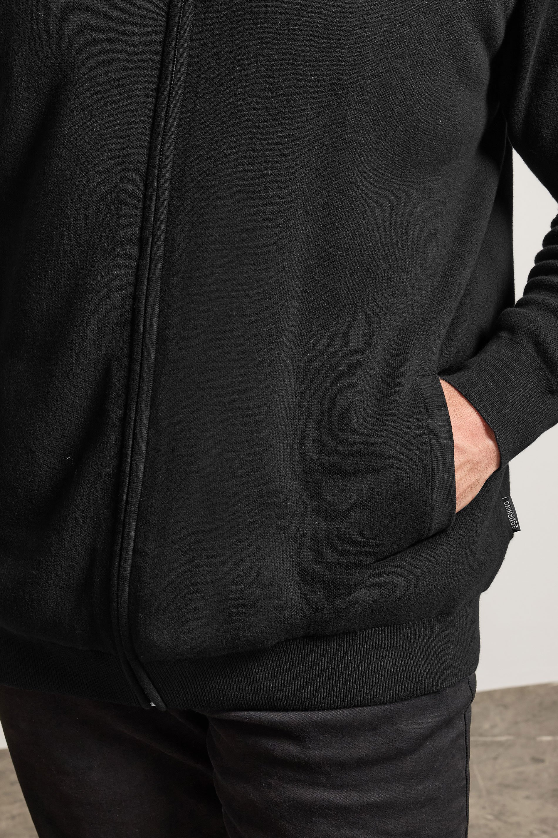 BadRhino Big & Tall Black Knitted Borg Zip Up | BadRhino 5