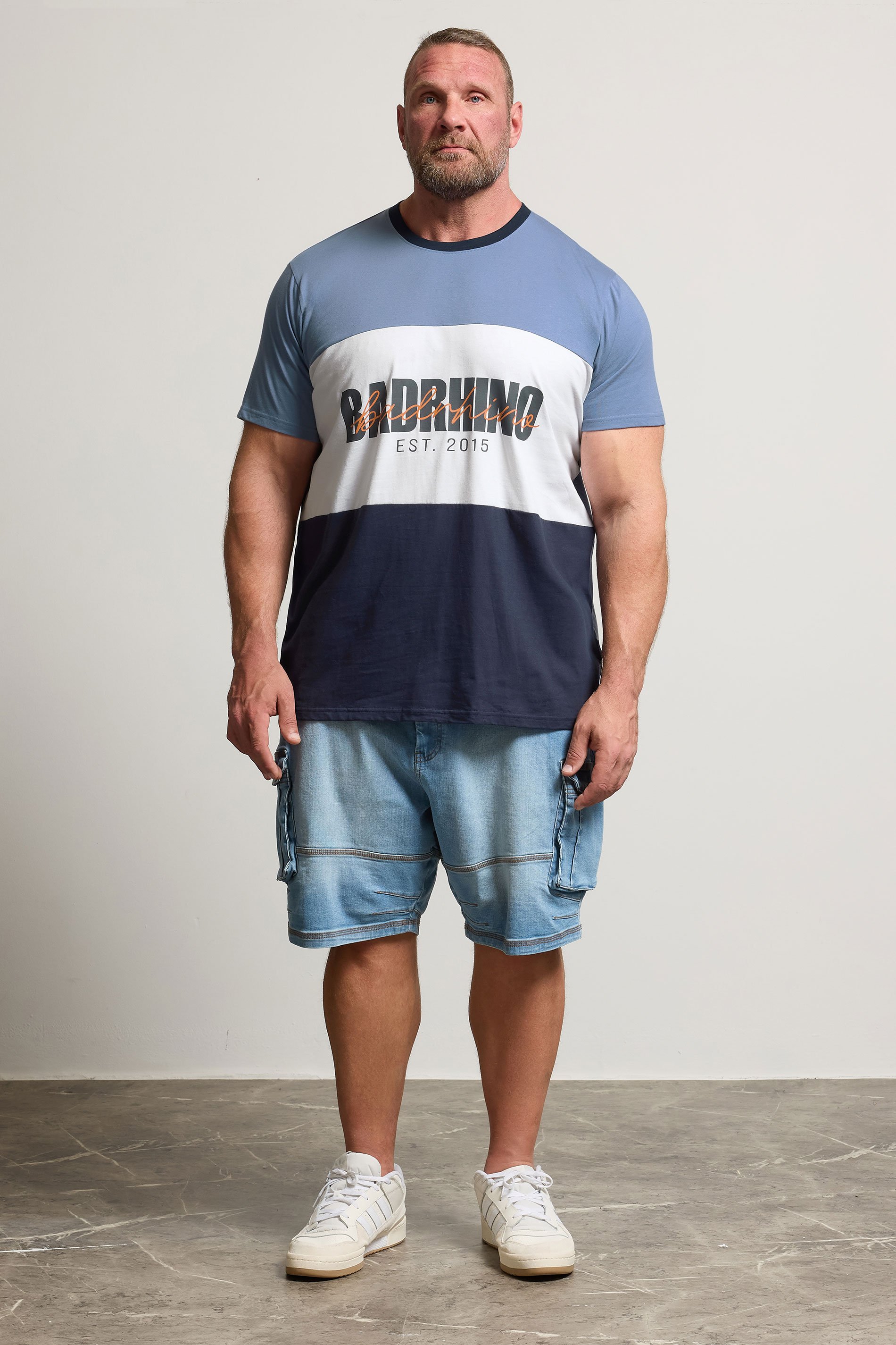 BadRhino Big & Tall Blue Cut & Sew Scripted T-Shirt | BadRhino 2
