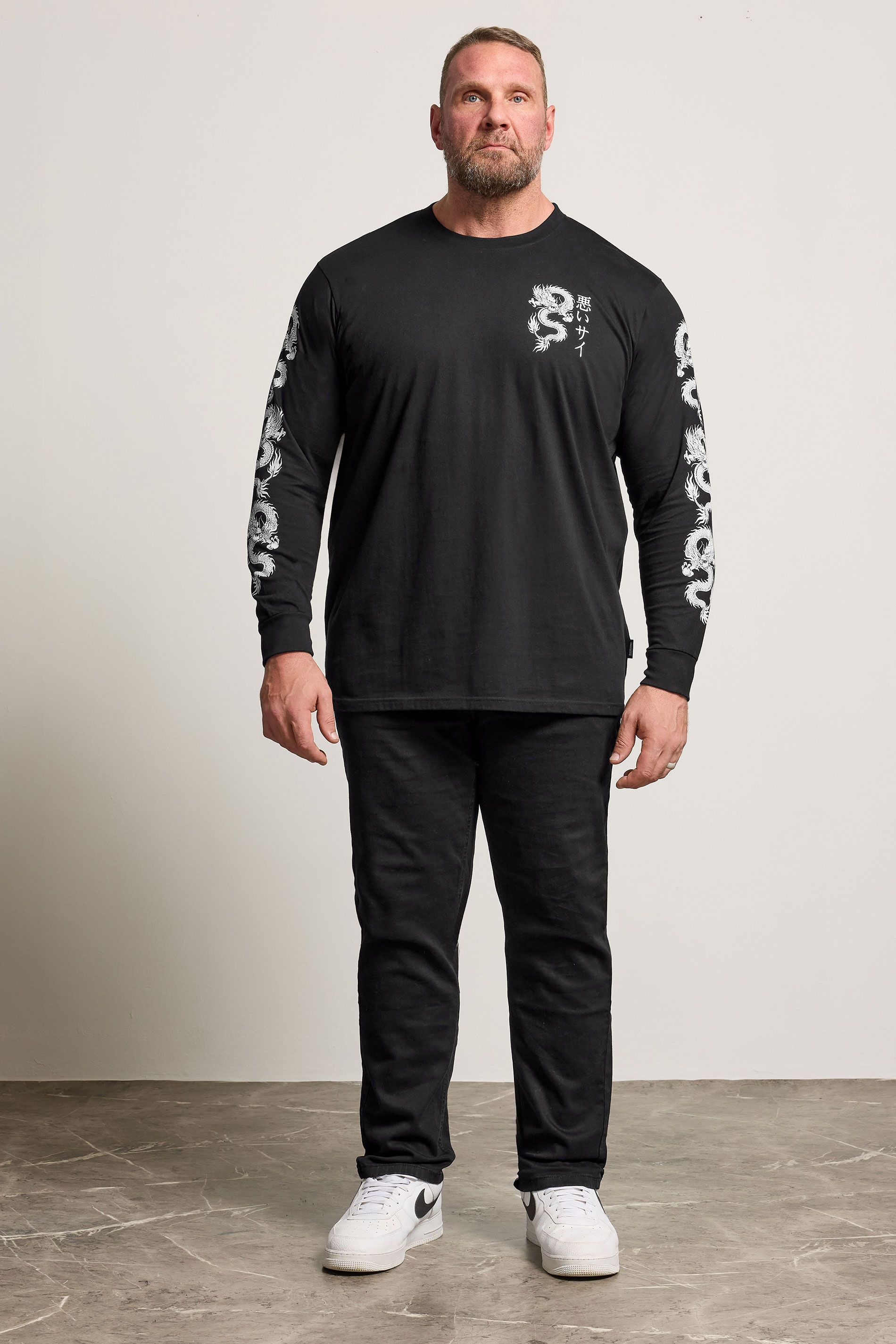 BadRhino Big & Tall Black Long Sleeve Dragon Graphic T-shirt | BadRhino 2