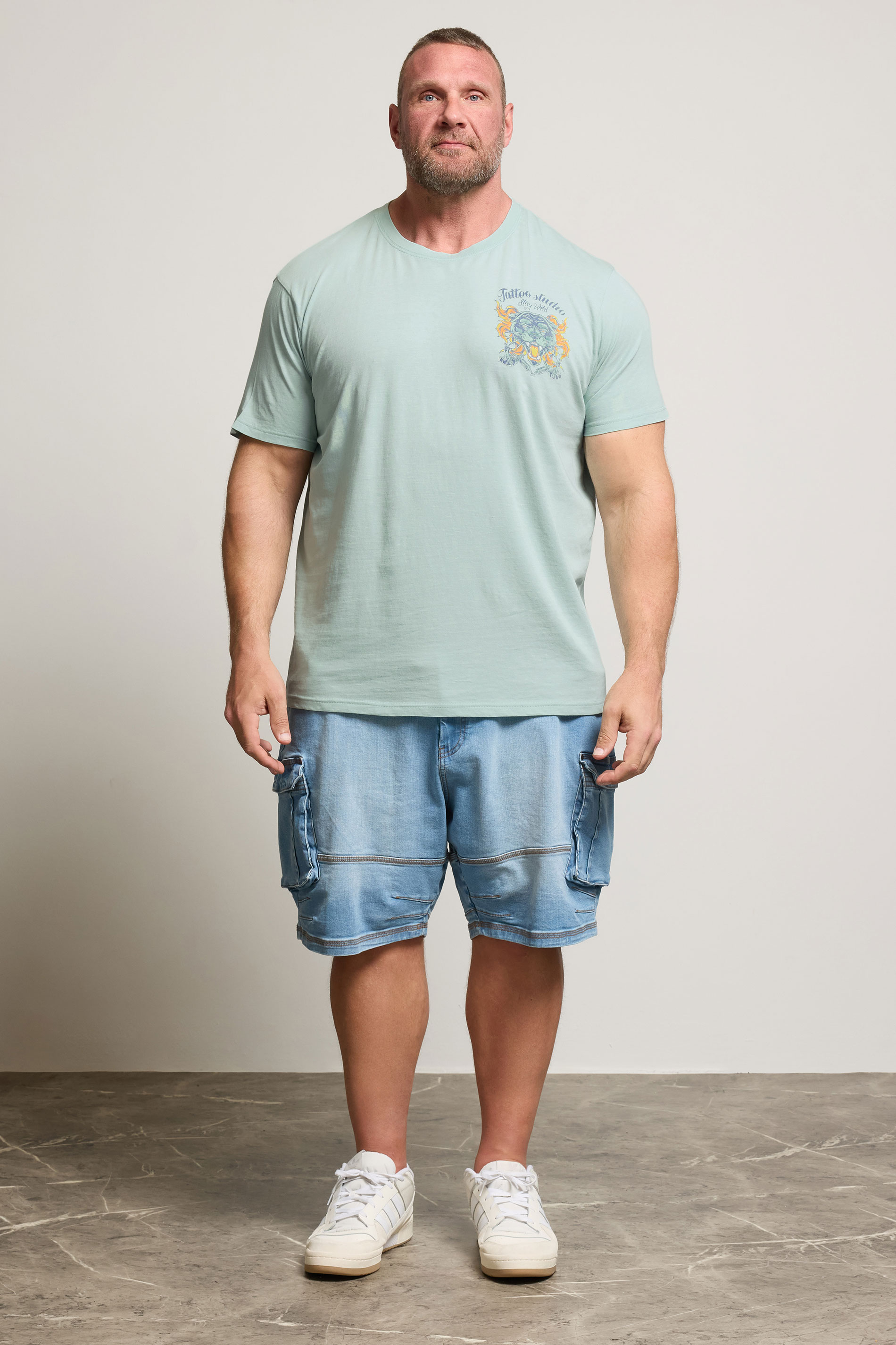 BadRhino Big & Tall Light Blue Acid Wash Tiger Graphic T-Shirt | BadRhino 2