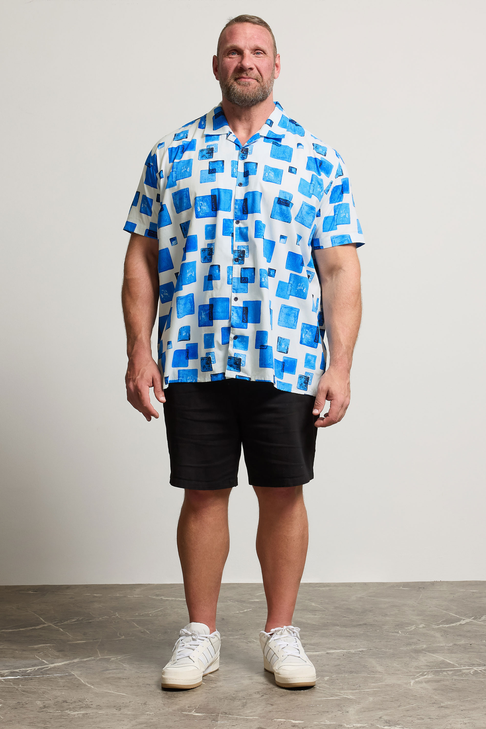 BadRhino BIg & Tall White Square Print Peached Short Sleeve Shirt | BadRhino 3