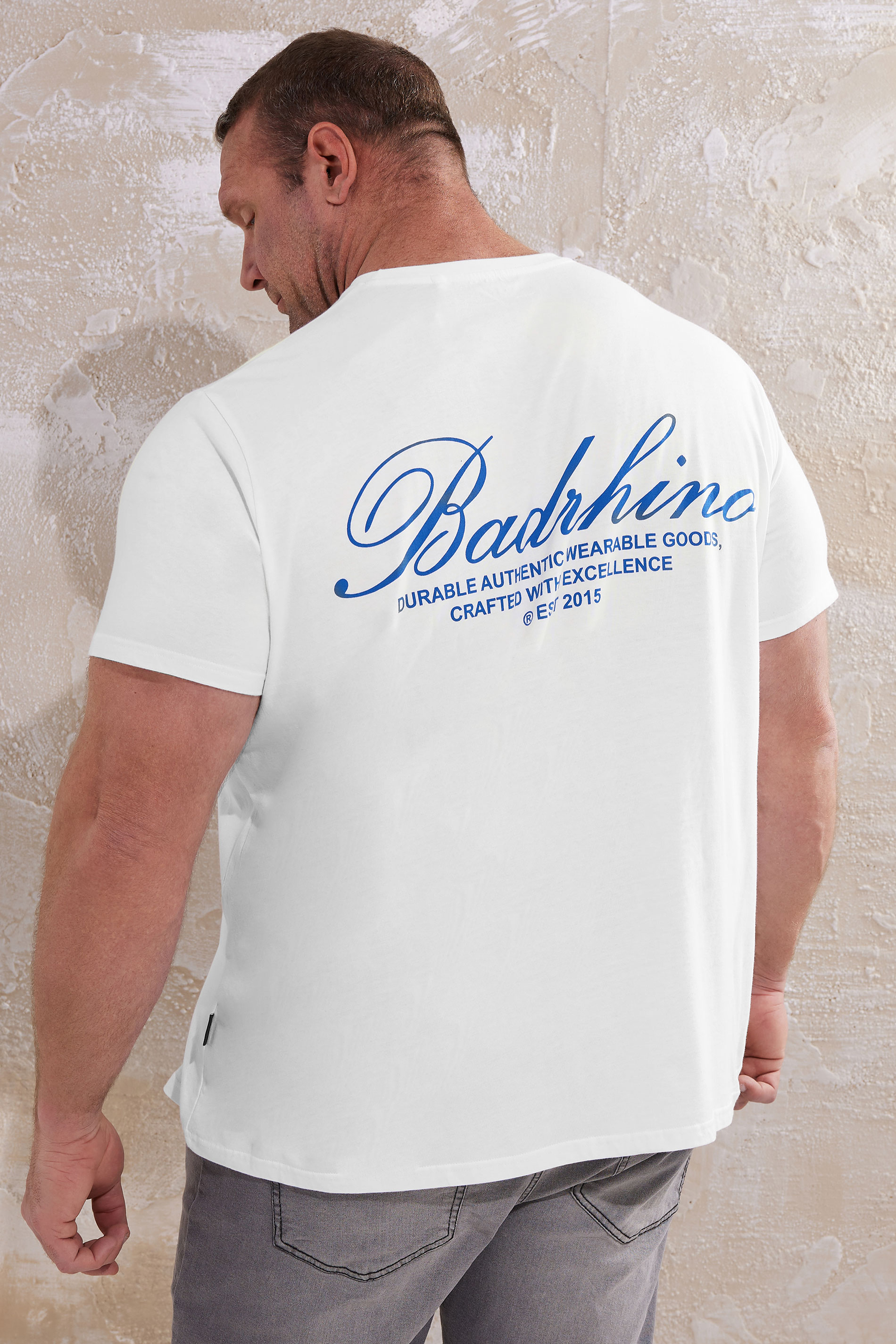 BadRhino Big & Tall White Script Graphic Print T-Shirt | BadRhino 3
