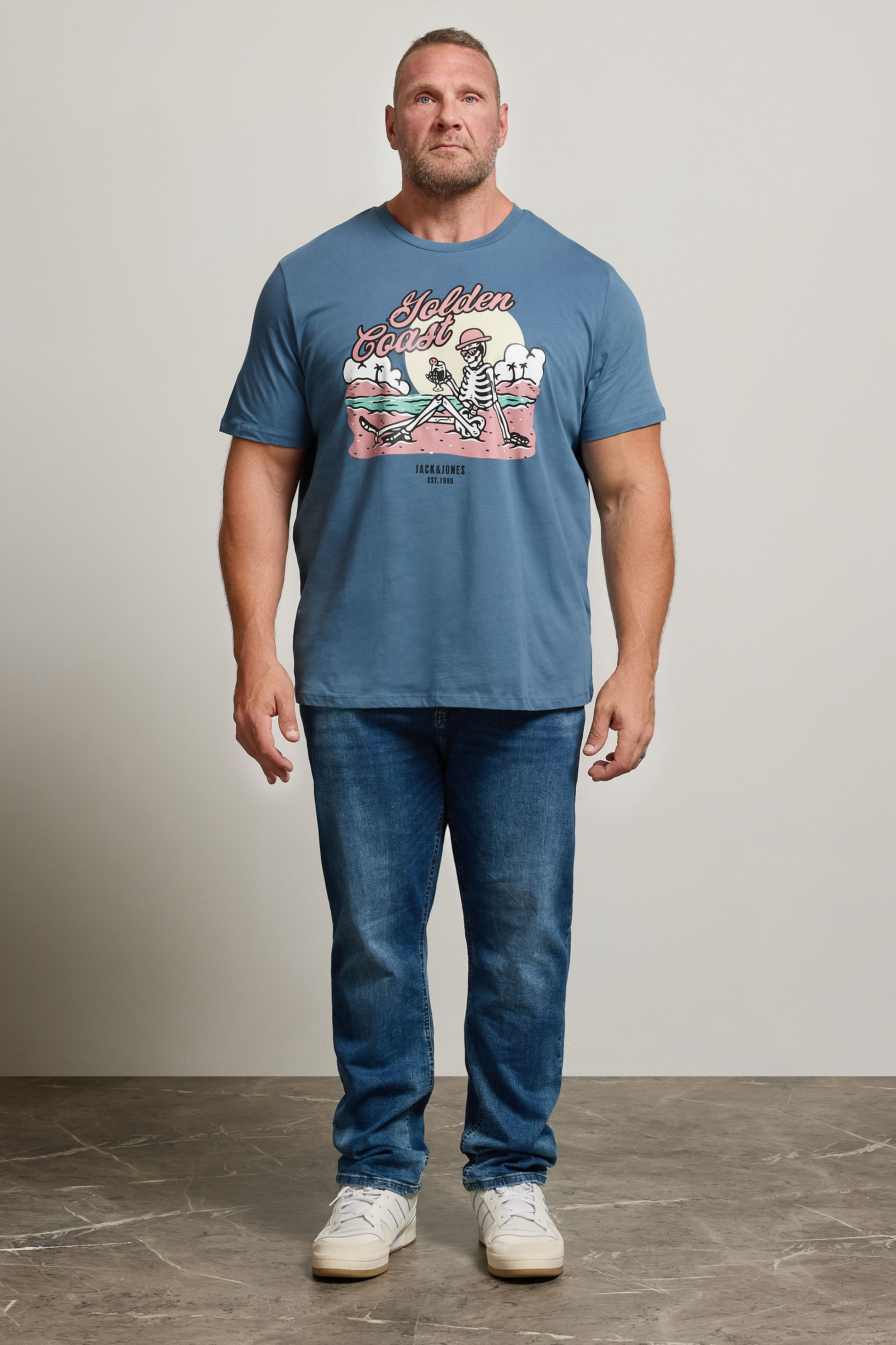 JACK & JONES Big & Tall Oceanview Blue Jelijah Short Sleeve T-Shirt | BadRhino 2