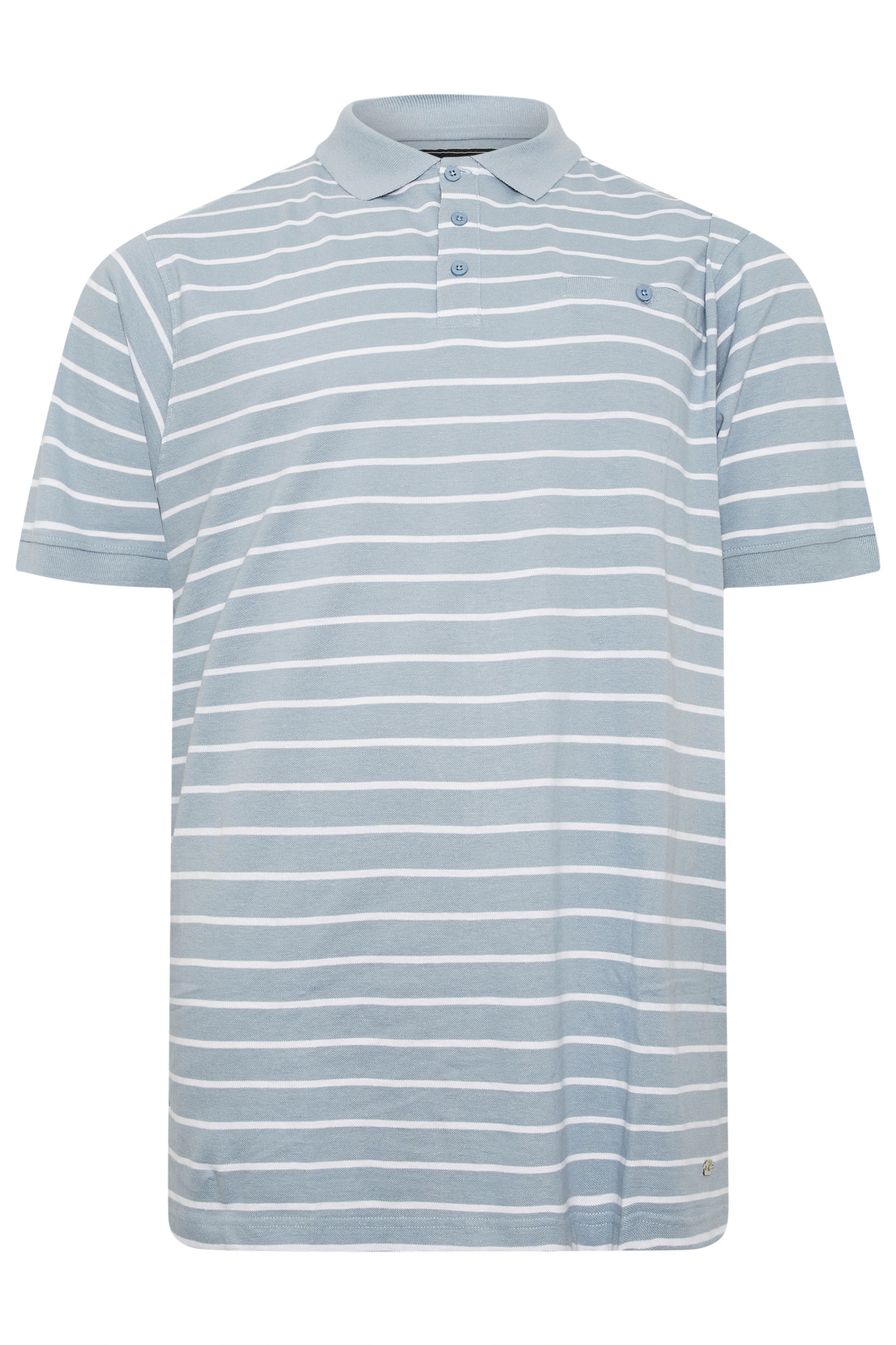 KAM Big & Tall Dusty Blue Stripe Print Polo Shirt | BadRhino 2