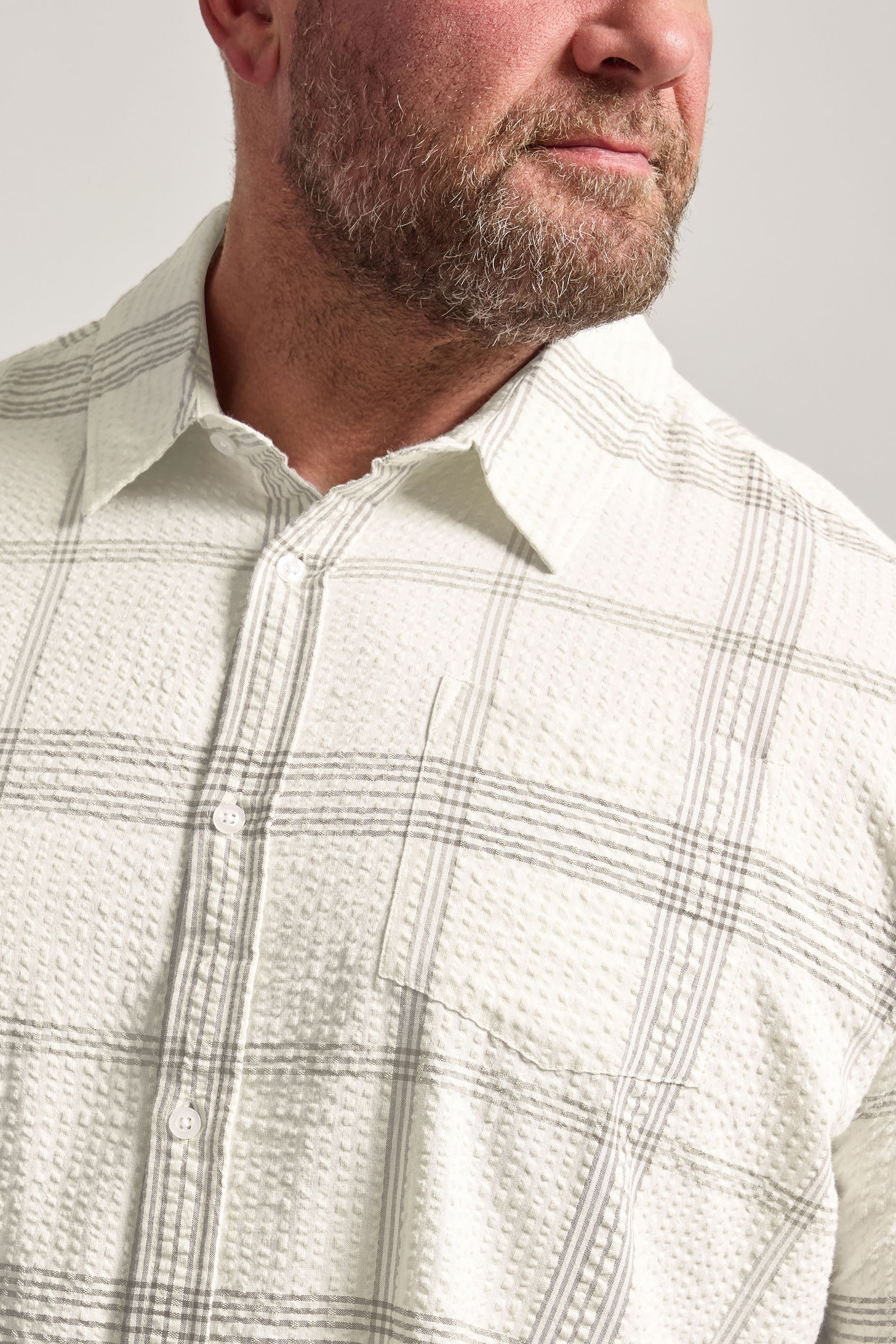 BadRhino Big & Tall Natural Brown Textured Checked Shirt | BadRhino 4