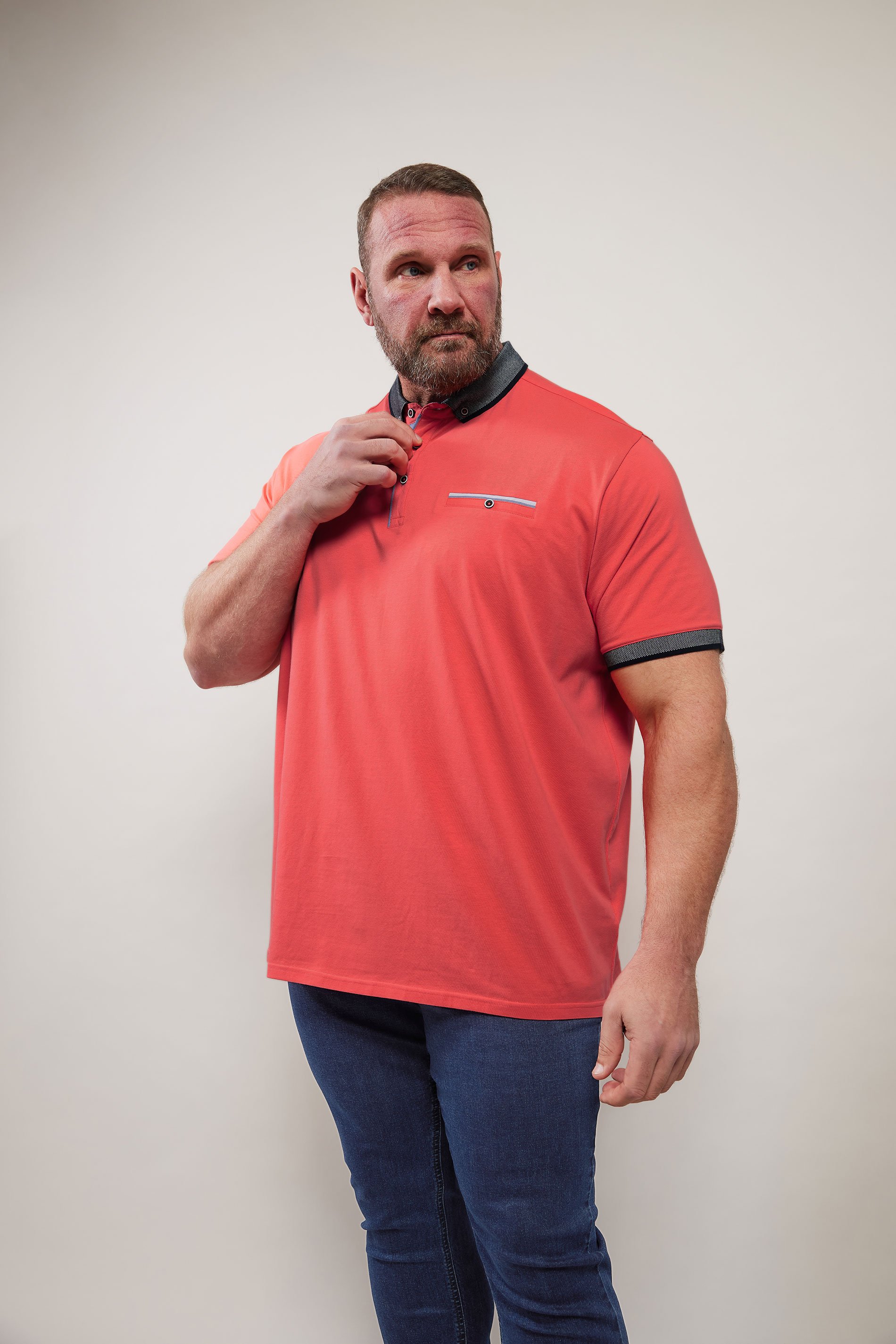 BadRhino Big & Tall Orange Chambray Polo Shirt | BadRhino 1