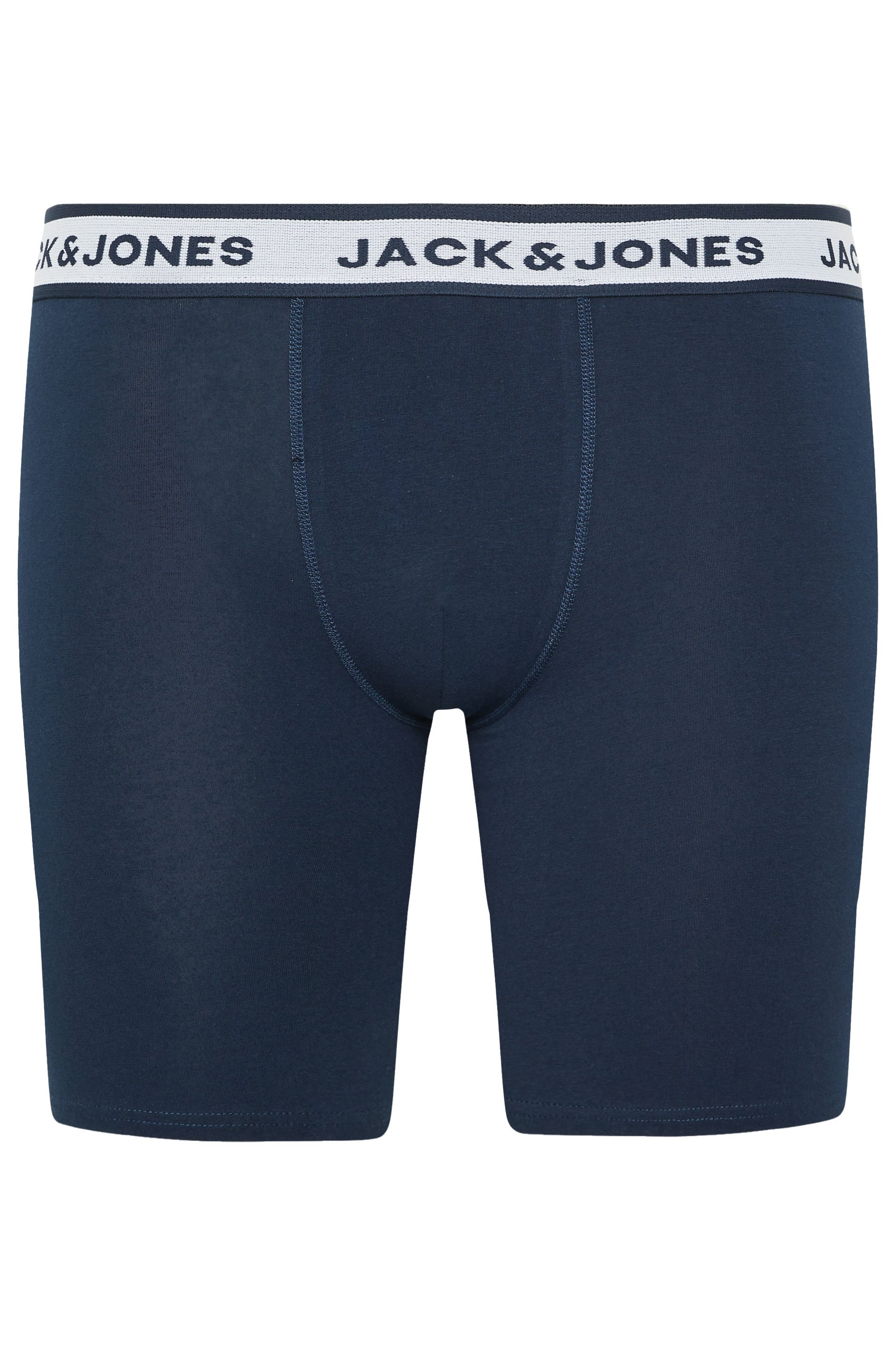 JACK & JONES Big & Tall 3 Pack White/Grey/Navy Blue Boxers | BadRhino 2