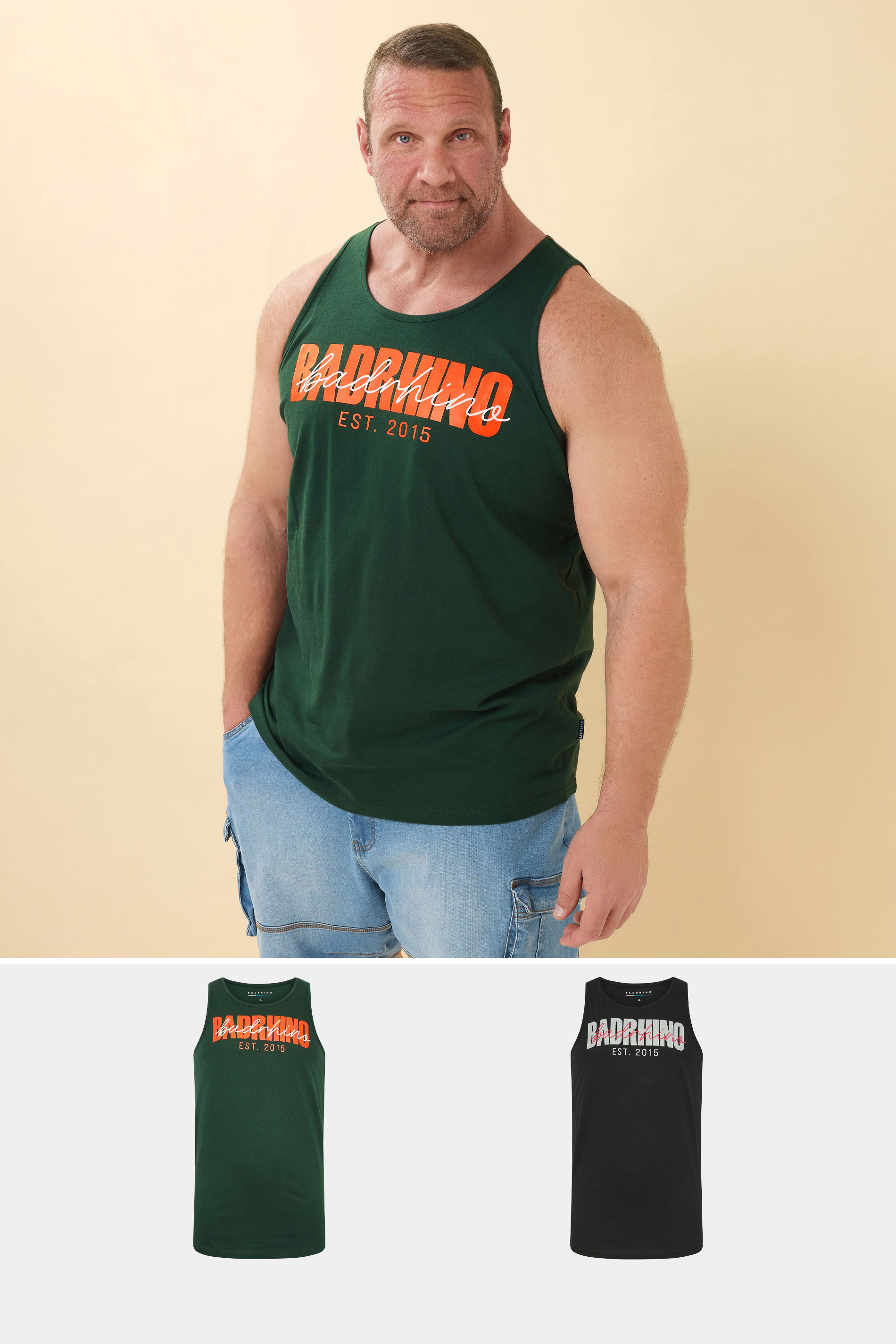 BadRhino Big & Tall 2 PACK Black & Green Scripted Vest | BadRhino 1